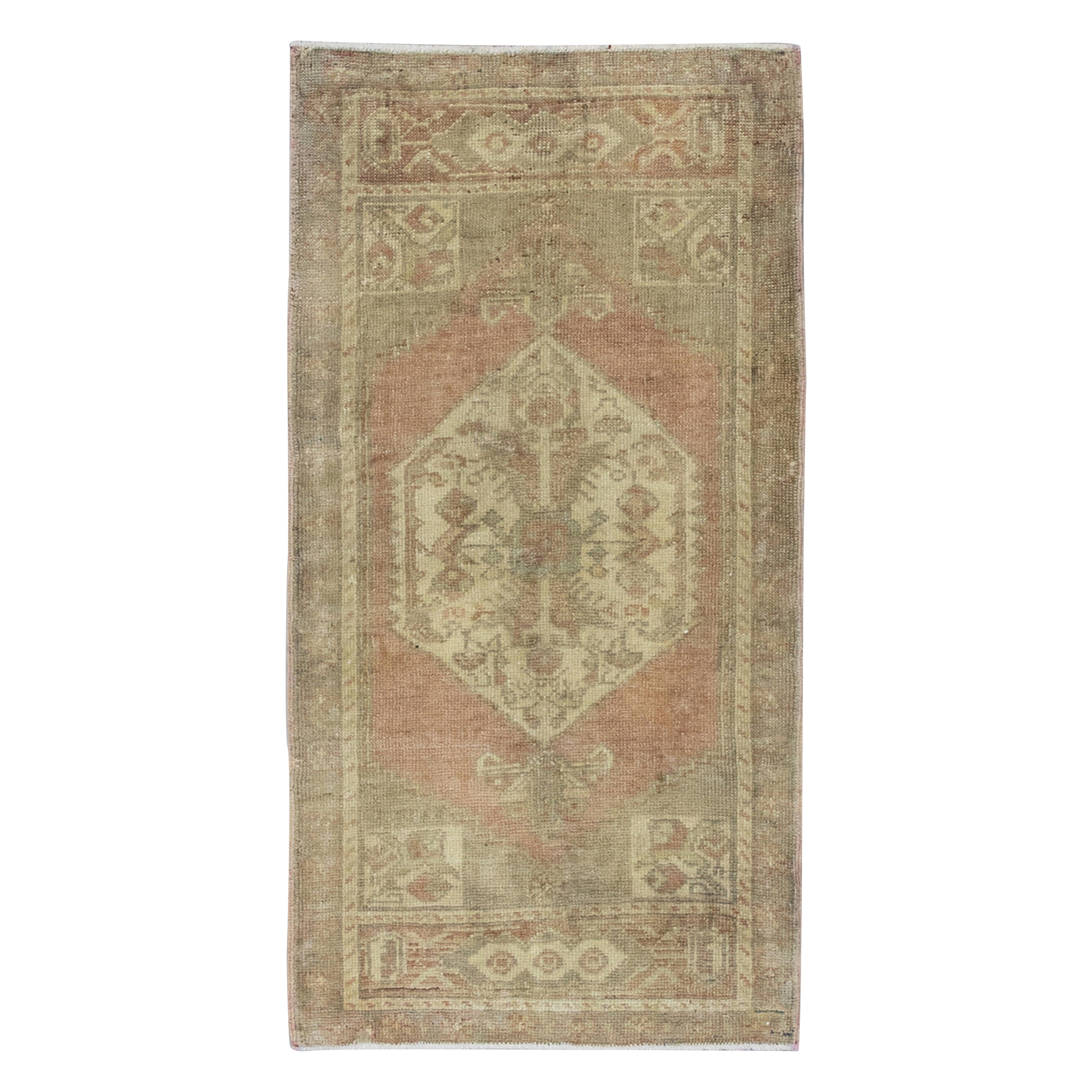 Oriental Hand Knotted Vintage Turkish Mini Rug 1'10" x 3'5" #8270 For Sale