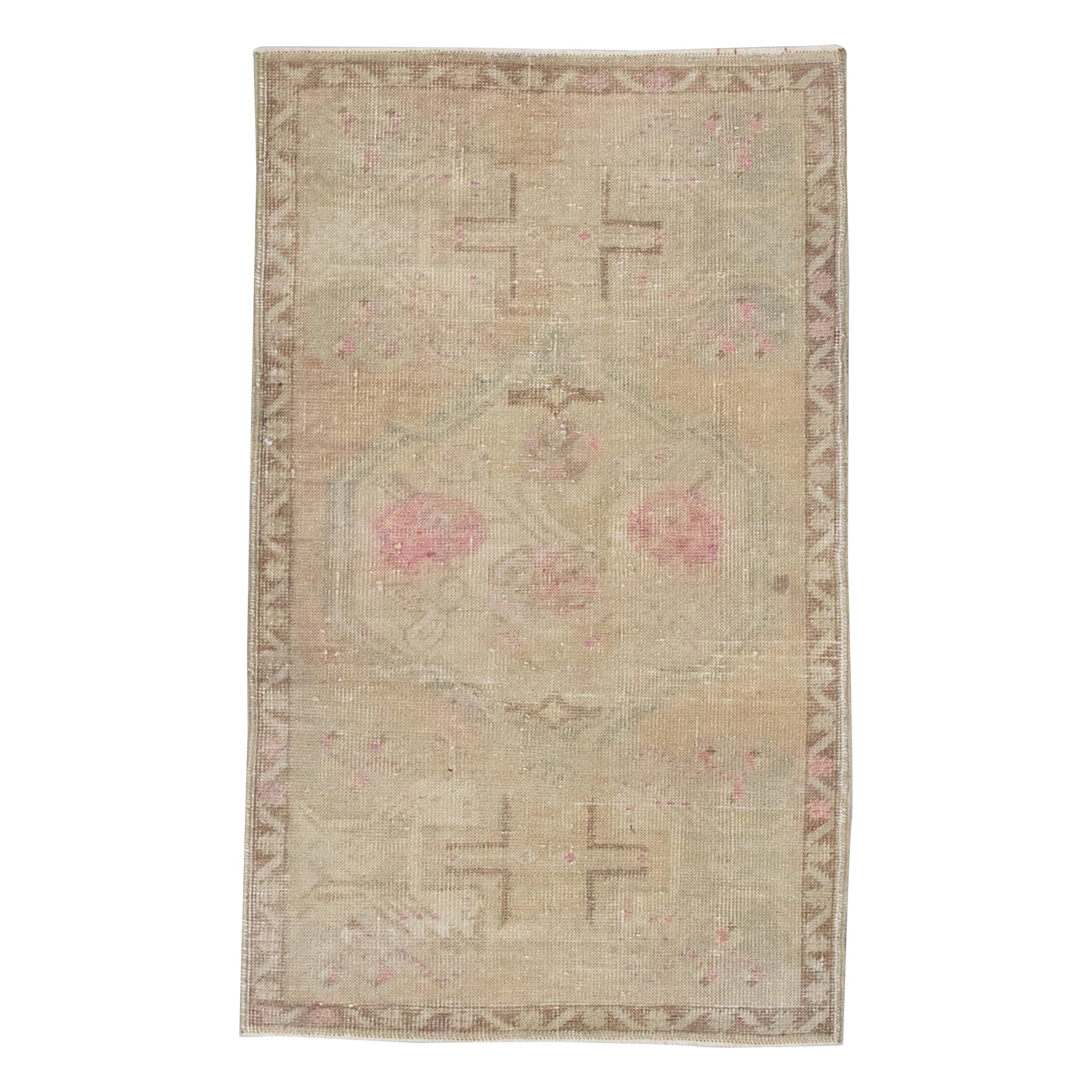Oriental Hand Knotted Vintage Turkish Mini Rug 1'11" x 3'1" #8282 For Sale
