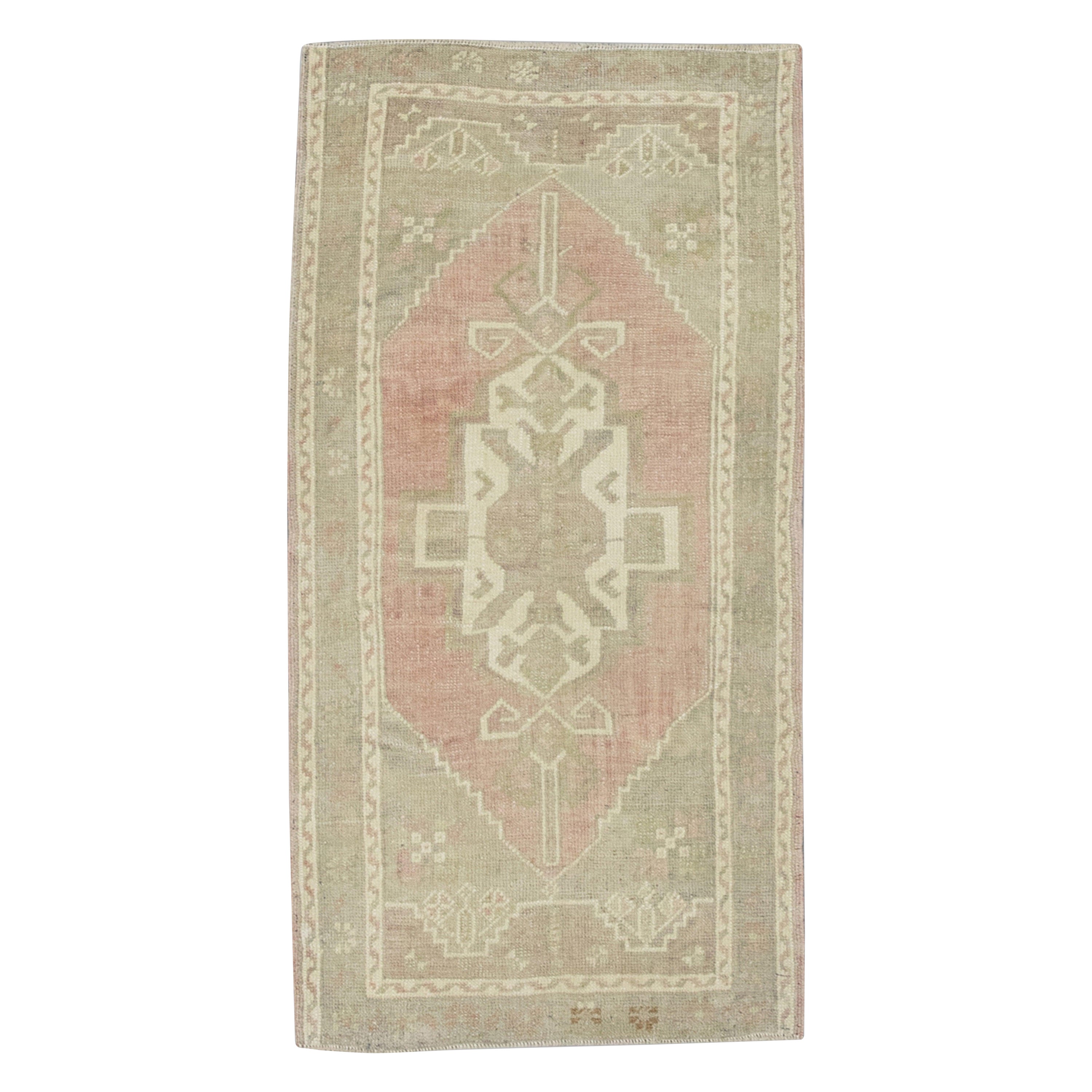 Oriental Hand Knotted Vintage Turkish Mini Rug 1'9" x 3'6" #8403 For Sale