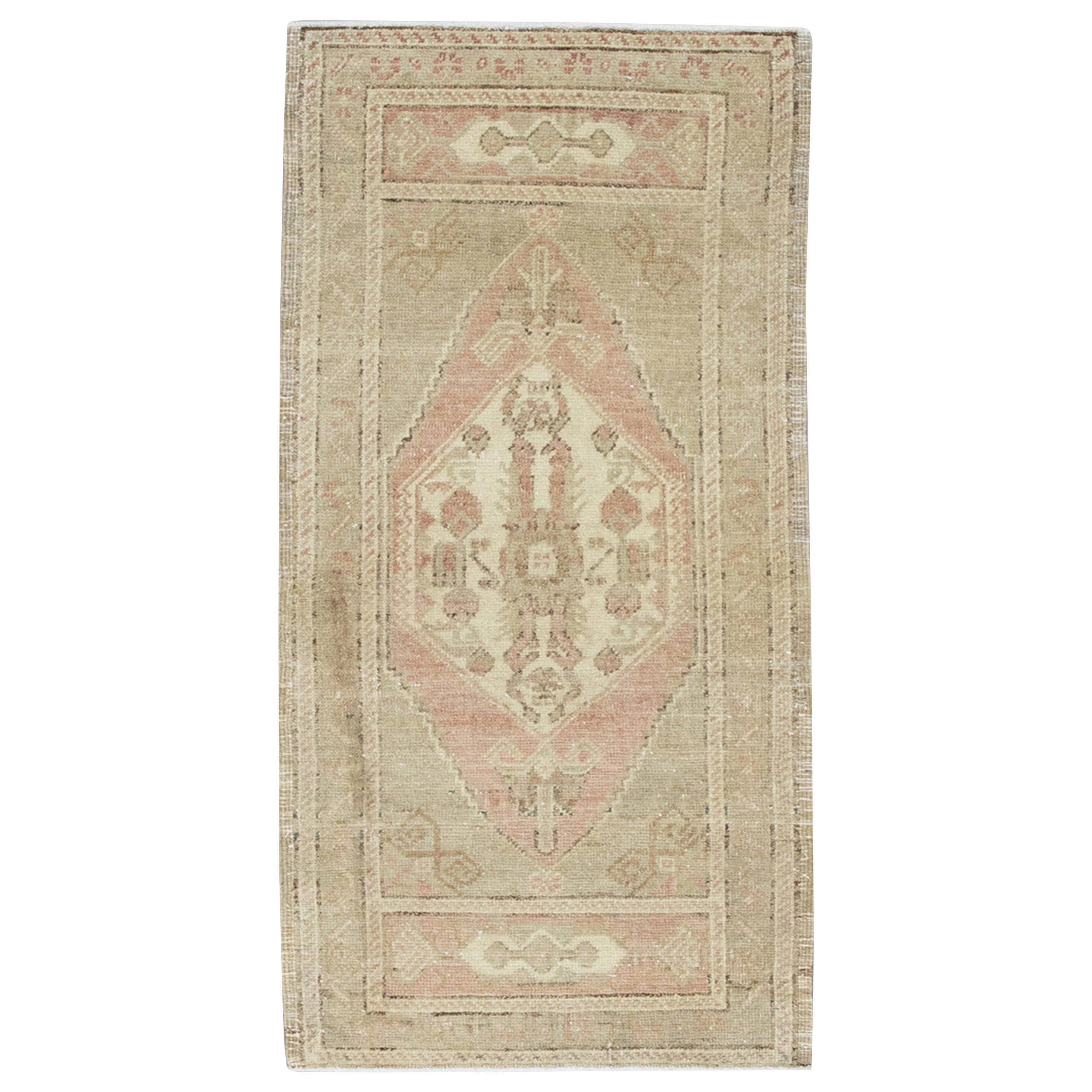 Oriental Hand Knotted Vintage Turkish Mini Rug 1'7" x 3'6" #8443 For Sale
