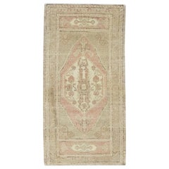 Mini tapis turc vintage noué à la main Oriental 1'7" x 3'6" #8443