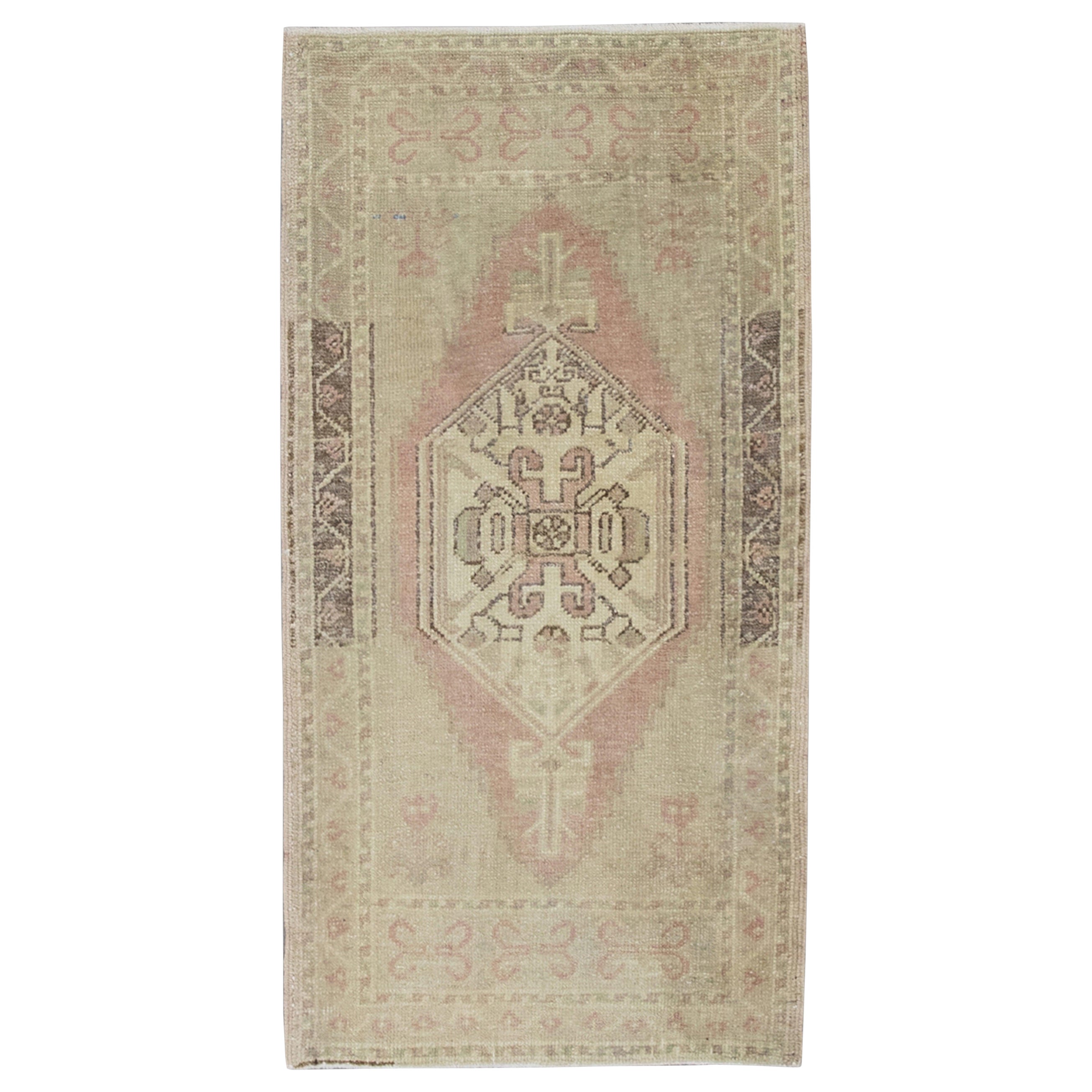 Oriental Hand Knotted Vintage Turkish Mini Rug 1'11" x 3'4" #8522 For Sale