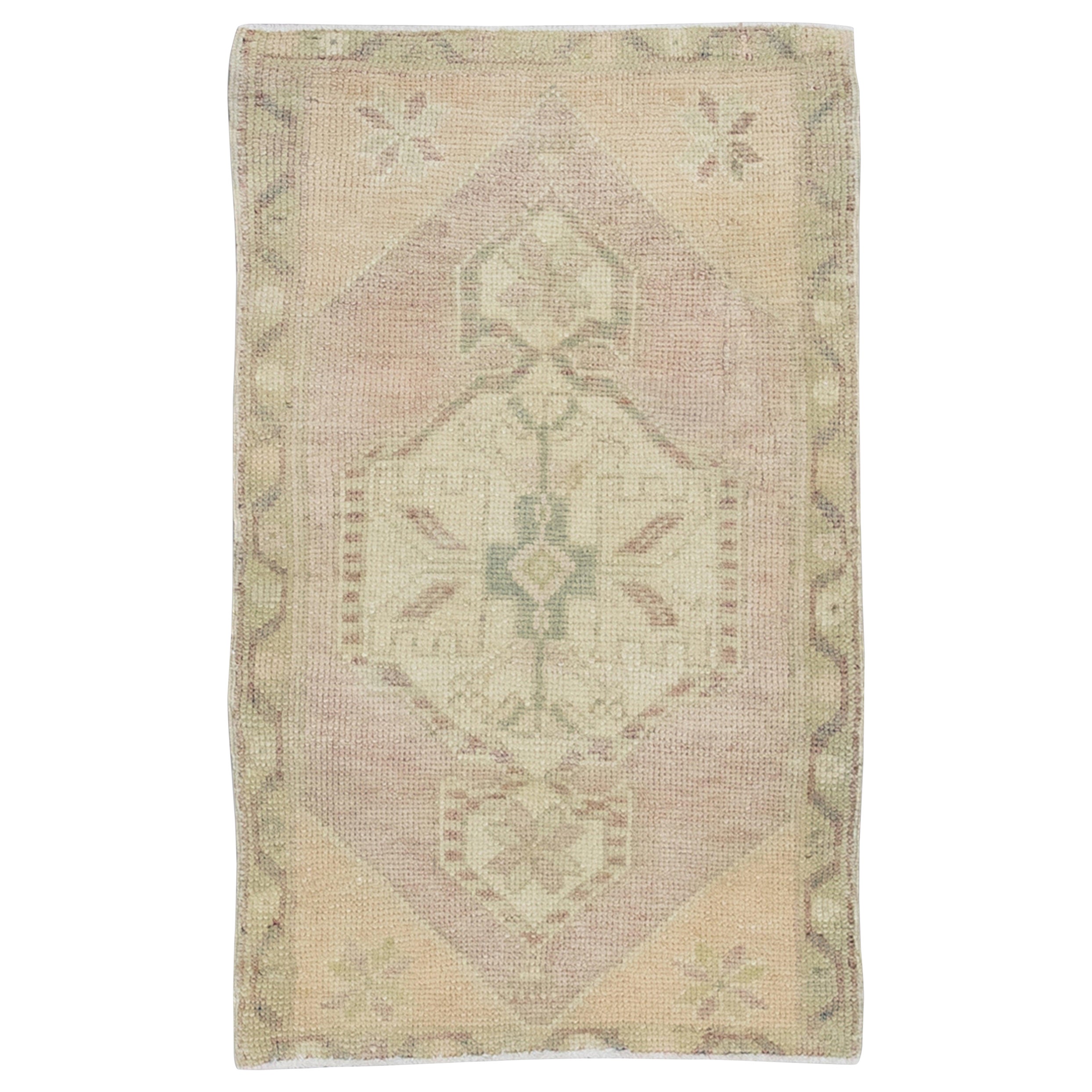 Mini tapis turc vintage noué à la main 1'9" x 2'11" n° 8447
