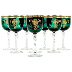 Vintage Crystal with Gold Design Wine Glass Set