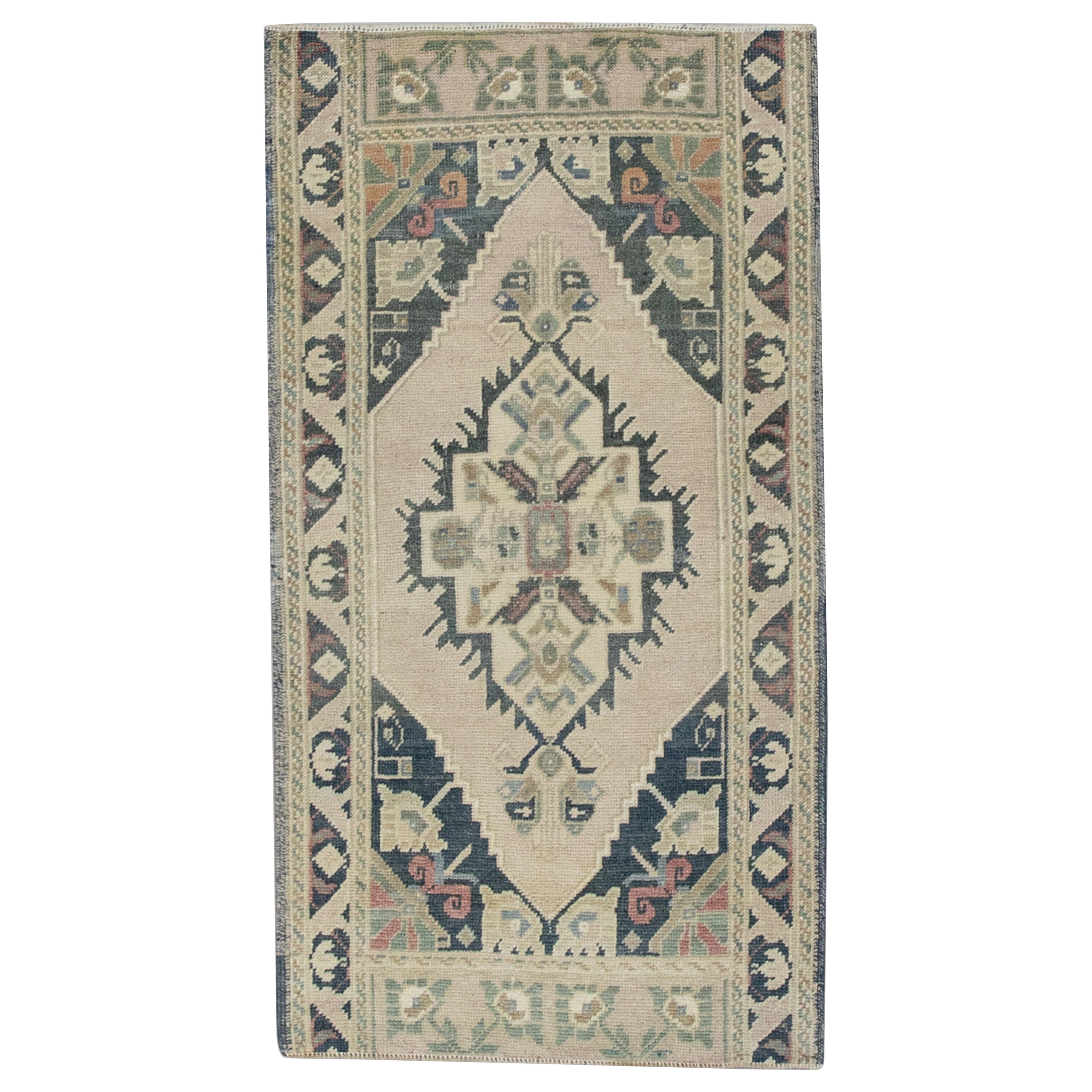 Oriental Hand Knotted Vintage Turkish Mini Rug 1'9" x 3'3" #8608 For Sale
