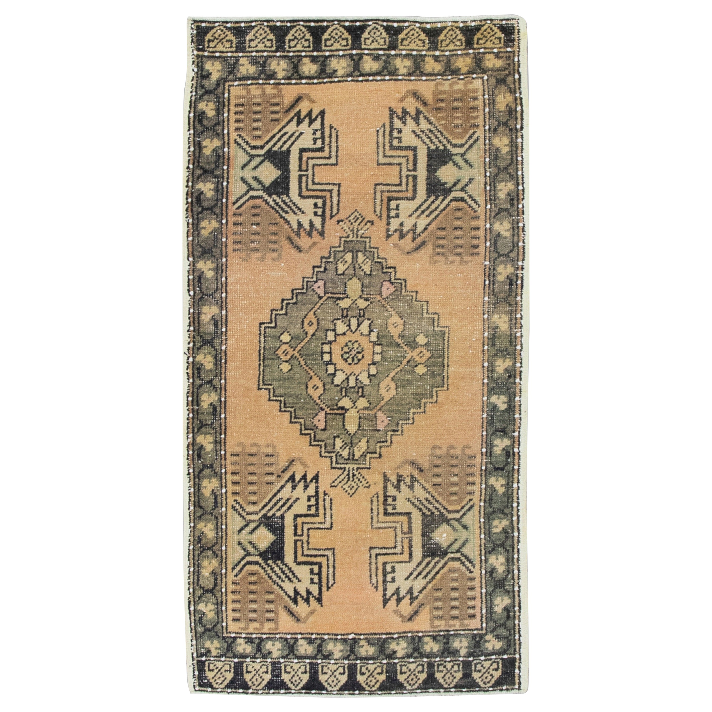 Oriental Hand Knotted Vintage Turkish Mini Rug 1'9" x 3'6" #8584 For Sale