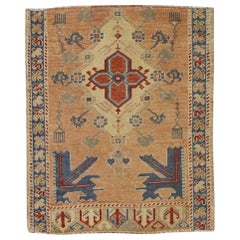 Mini tapis turc vintage noué à la main 2' x 2'5" n°8612