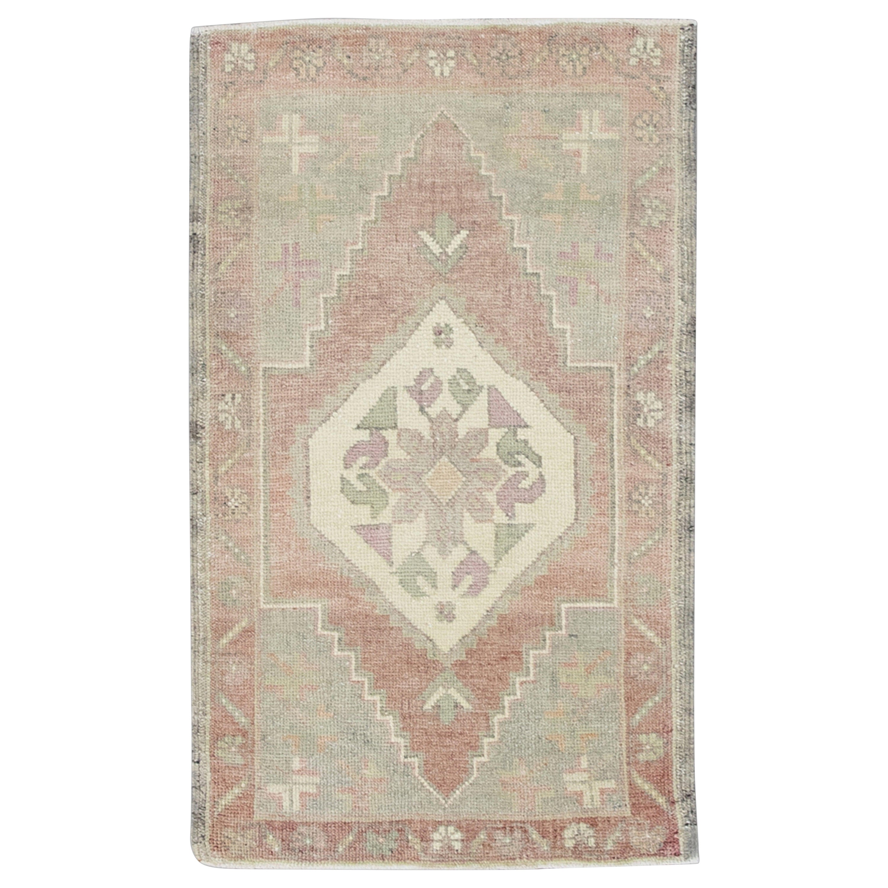 Oriental Hand Knotted Vintage Turkish Mini Rug 1'9" x 3' #8589 For Sale