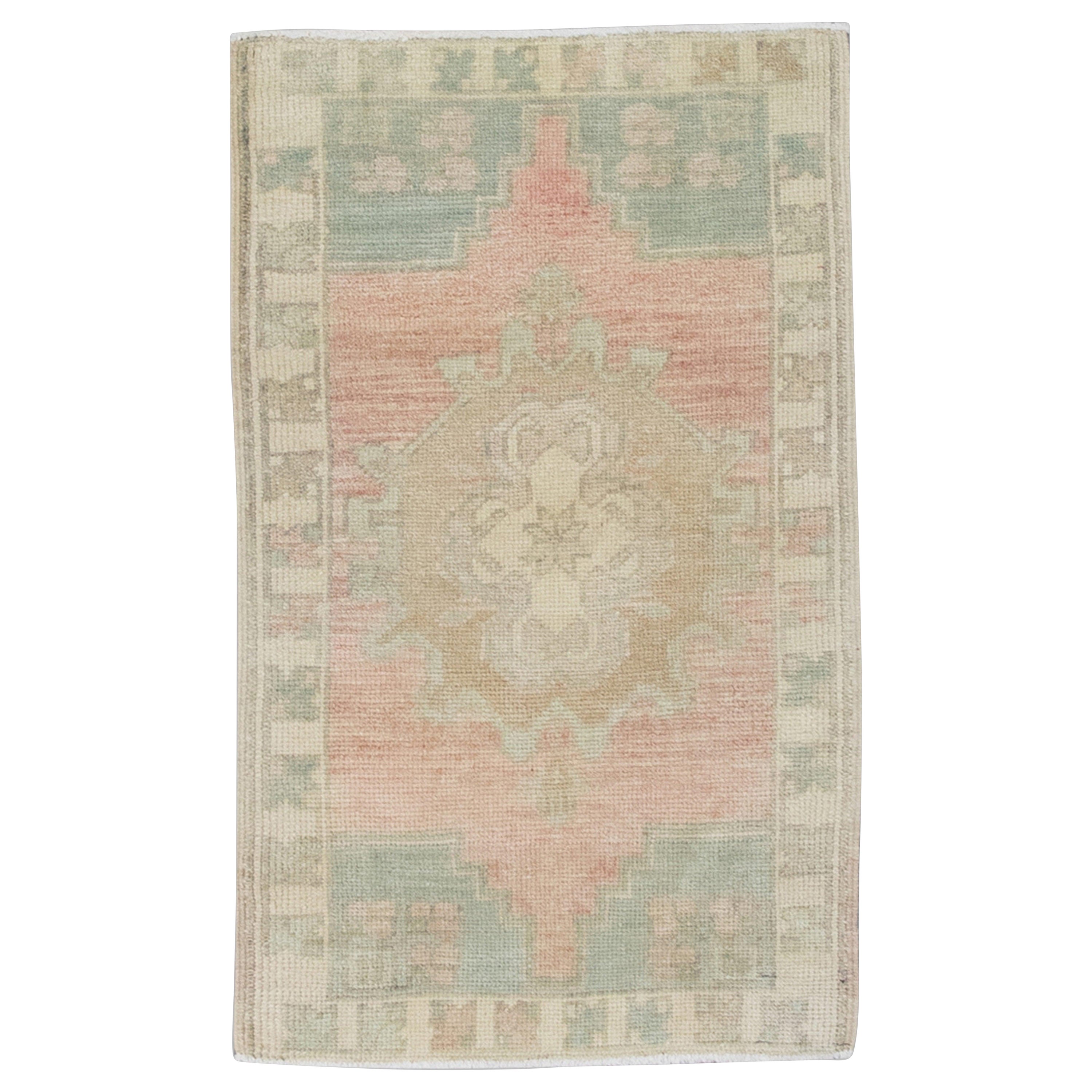 Oriental Hand Knots Rugs Vintage Turkish Mini Rug 1'8" x 2'11" #8619