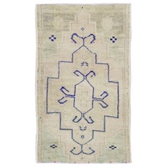 Mini tapis turc vintage noué à la main 1'9" x 2'9" n°8666