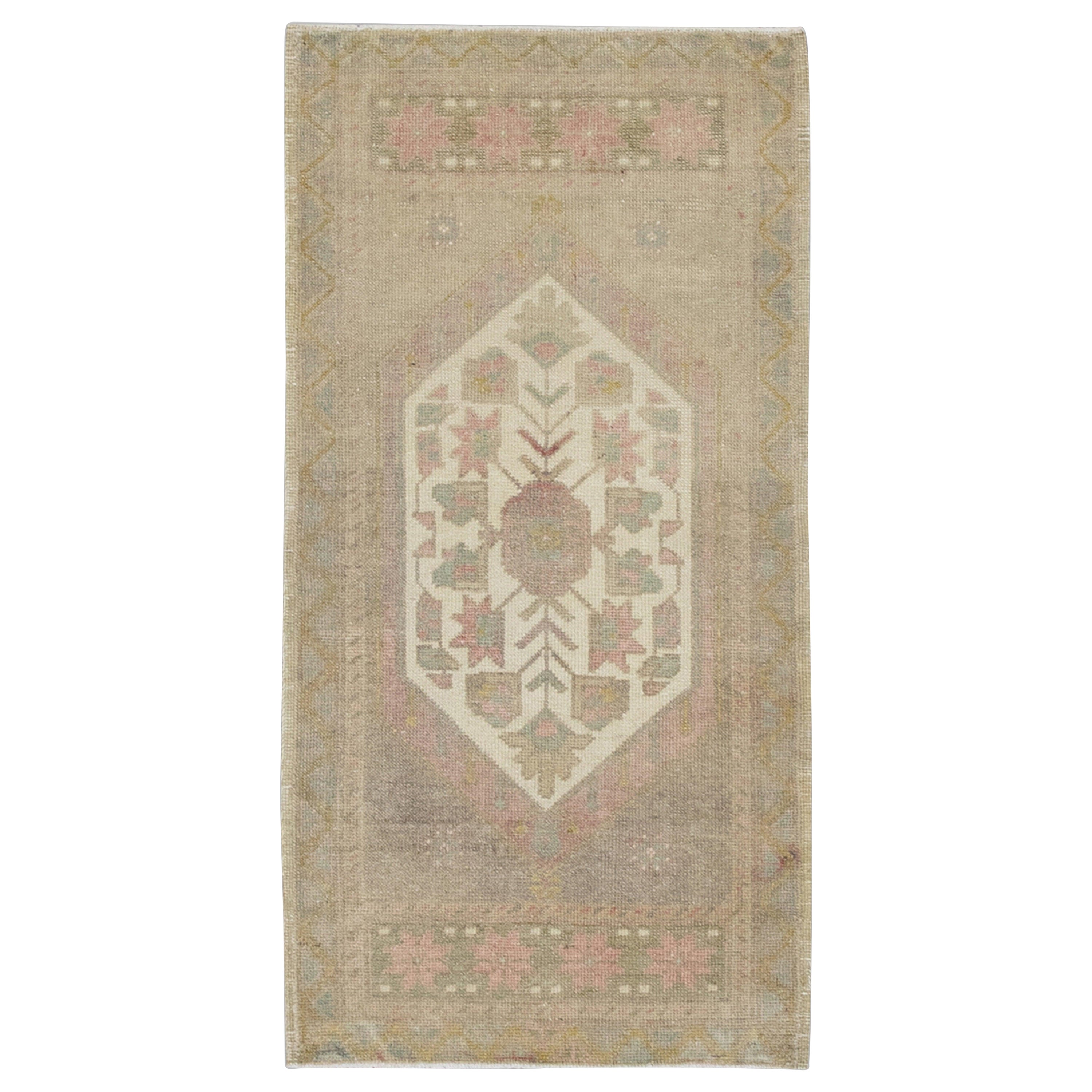 Oriental Hand Knotted Vintage Turkish Mini Rug 1'8" x 3'5" #8772 For Sale