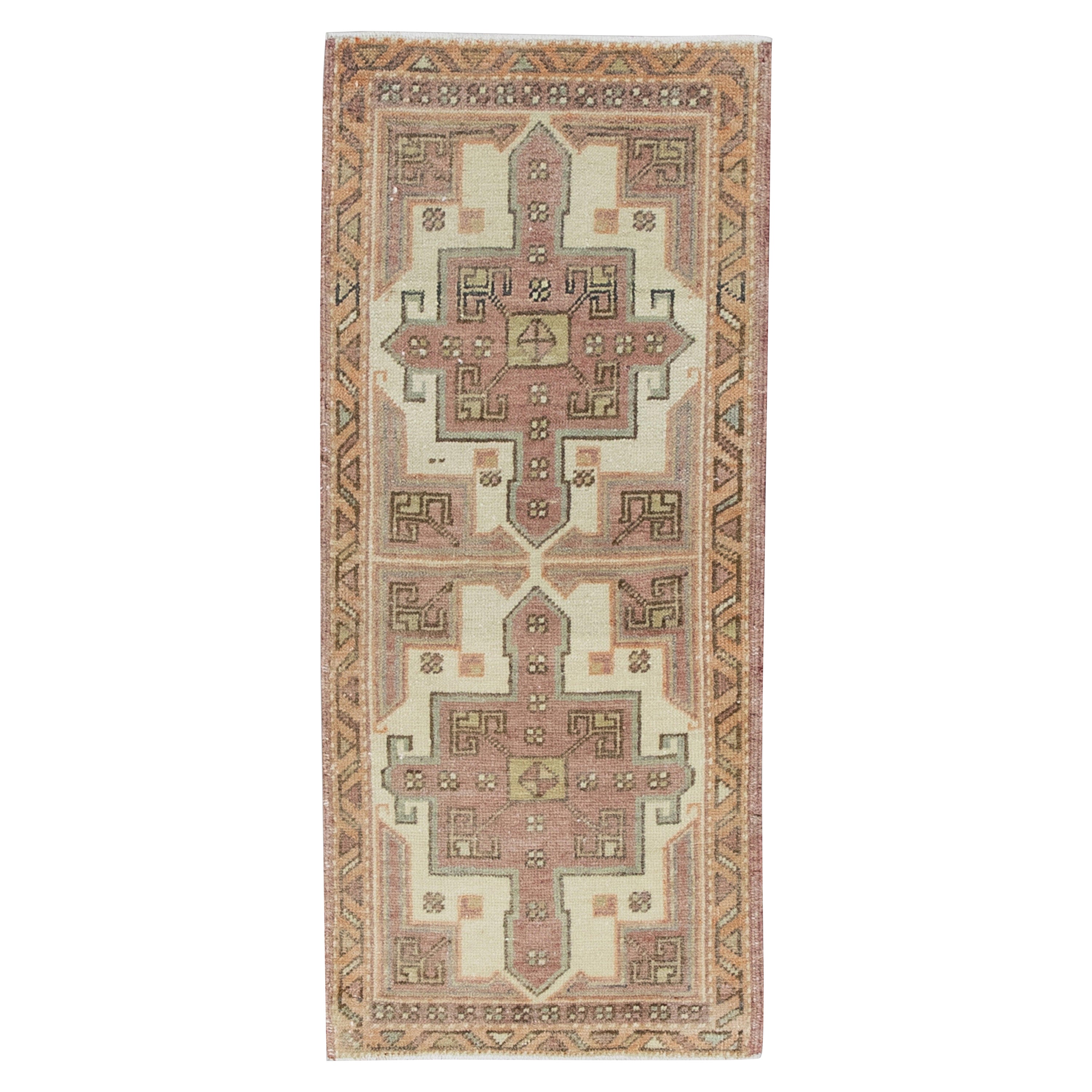 Oriental Hand Knotted Vintage Turkish Mini Rug 1'6" x 3'3" #8741 For Sale
