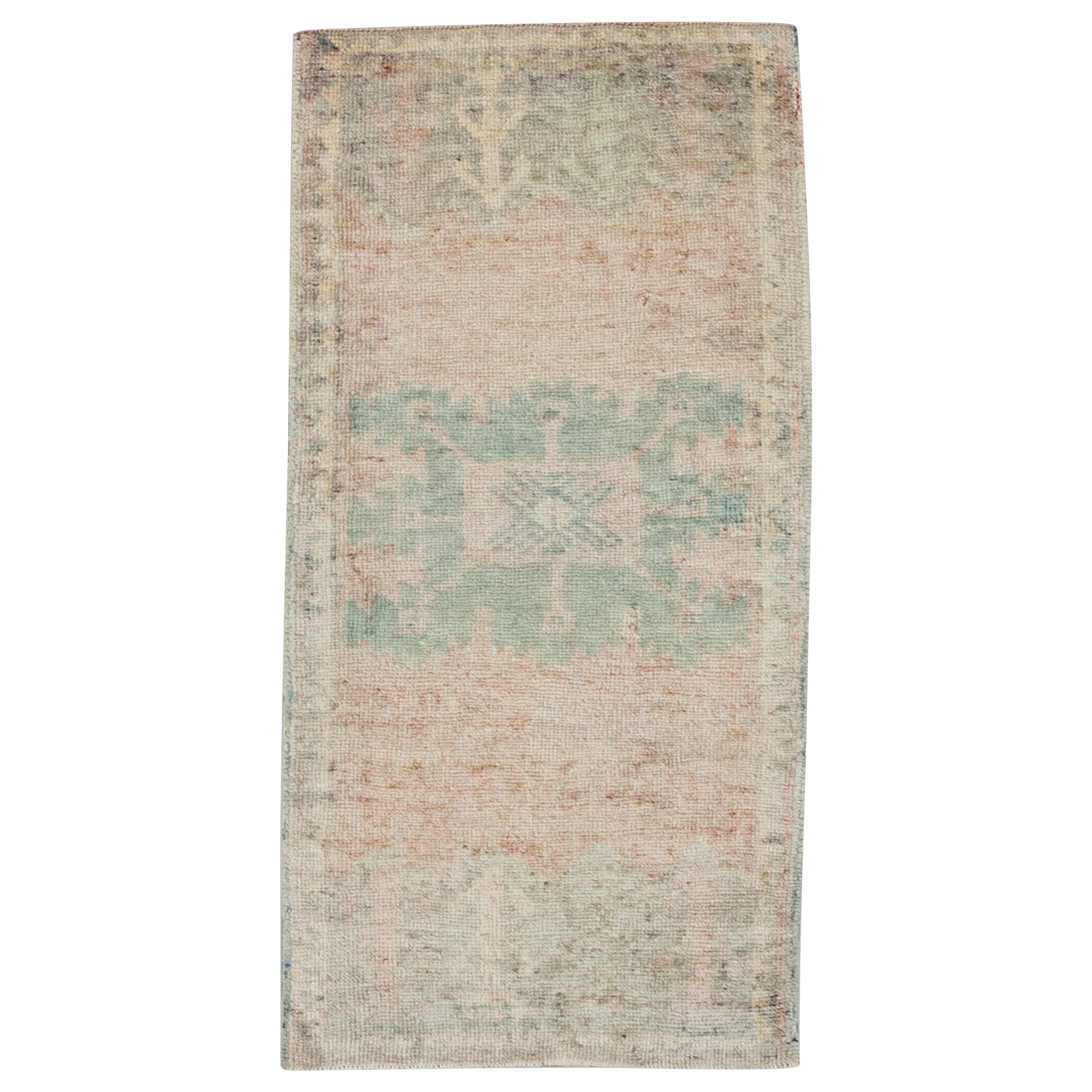 Mini tapis turc vintage noué à la main 1'6" x 3'5" n°8803