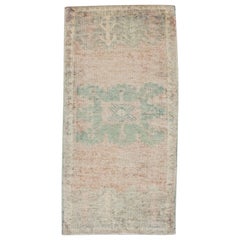 Mini tapis turc vintage noué à la main 1'6" x 3'5" n°8803