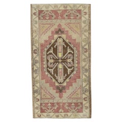 Mini tapis turc vintage noué à la main 1'5" x 2'10" n°8747