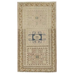 Mini tapis turc vintage noué à la main 1'8" x 2'11" n°8759