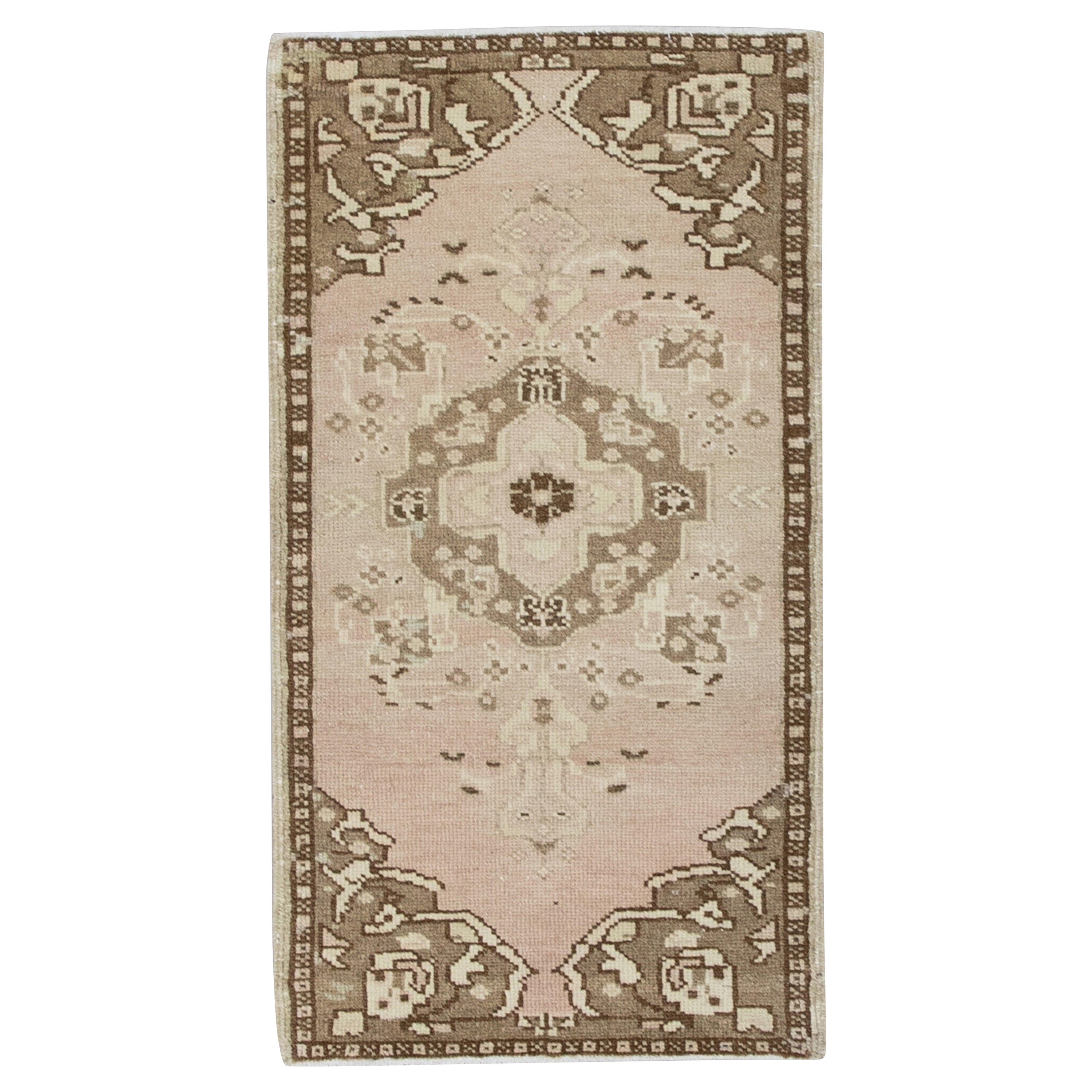 Oriental Hand Knotted Vintage Turkish Mini Rug 1'8" x 3'1" #8760 For Sale