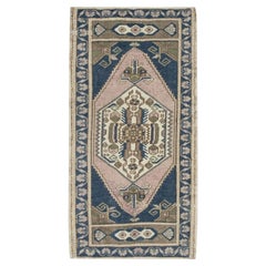 Mini tapis turc vintage noué à la main 1'6" x 3'3" n°8814