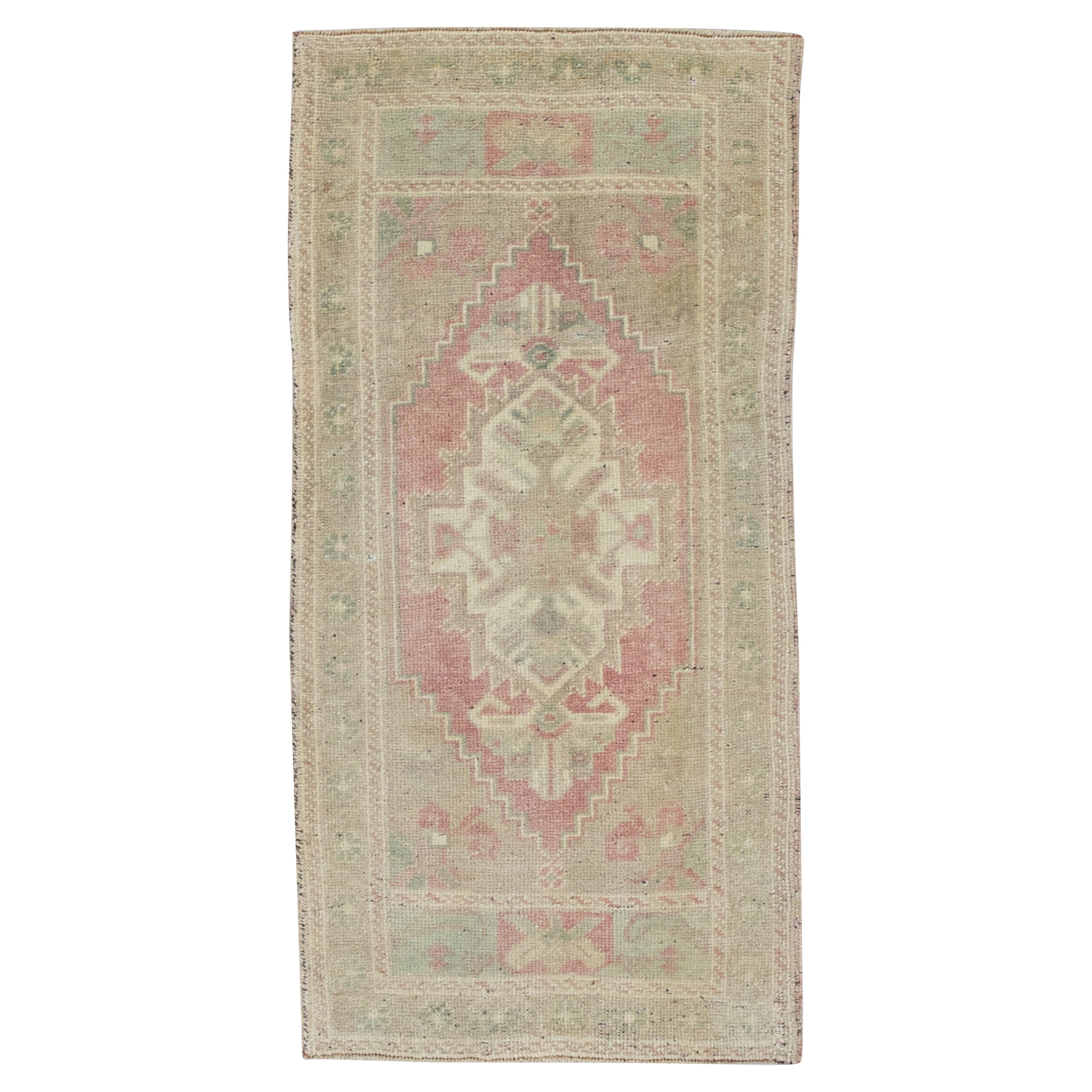 Mini Alfombra Turca Vintage Oriental Anudada a Mano 1'9" x 3'4" #8766