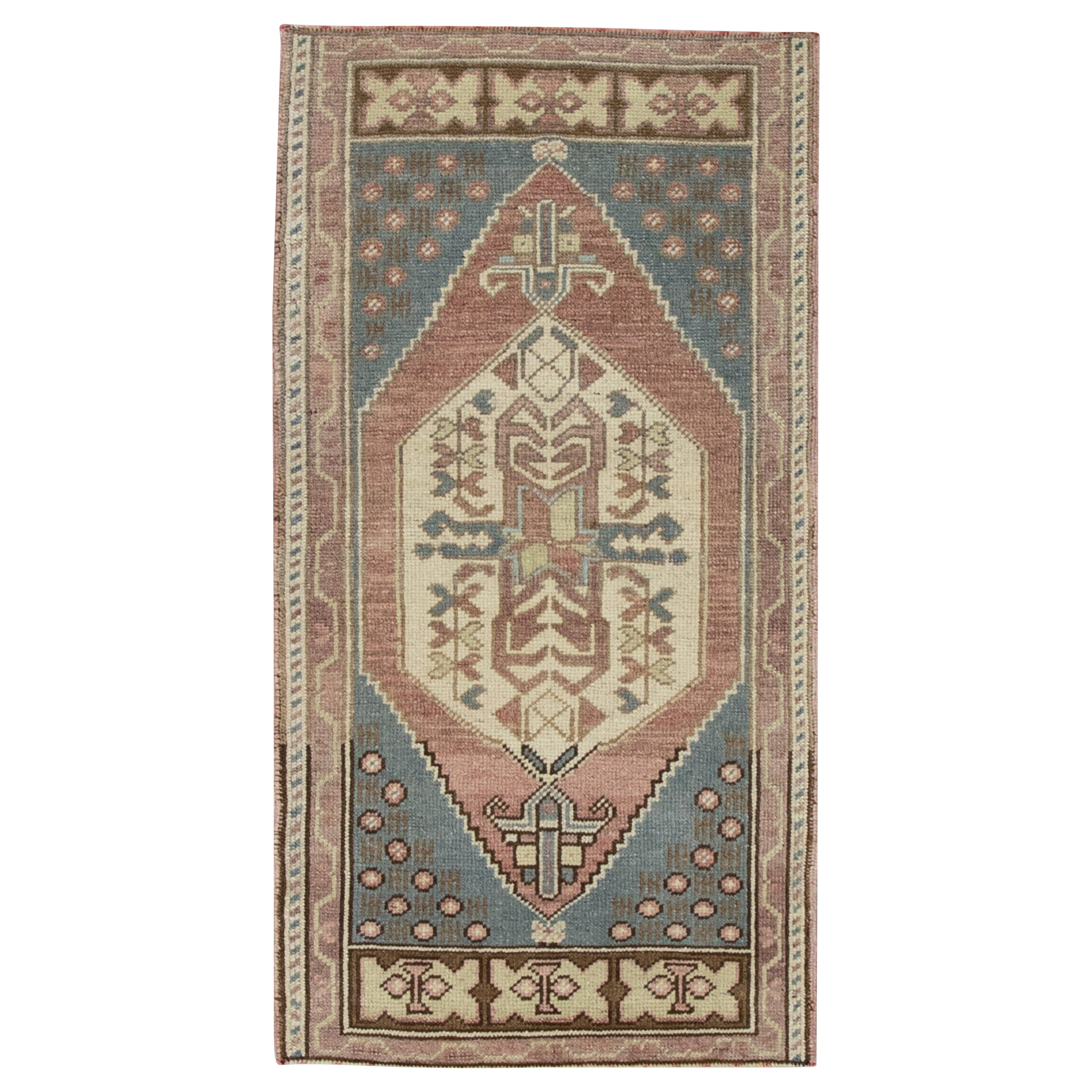 Oriental Hand Knotted Vintage Turkish Mini Rug 1'8" x 3'2" #8816 For Sale