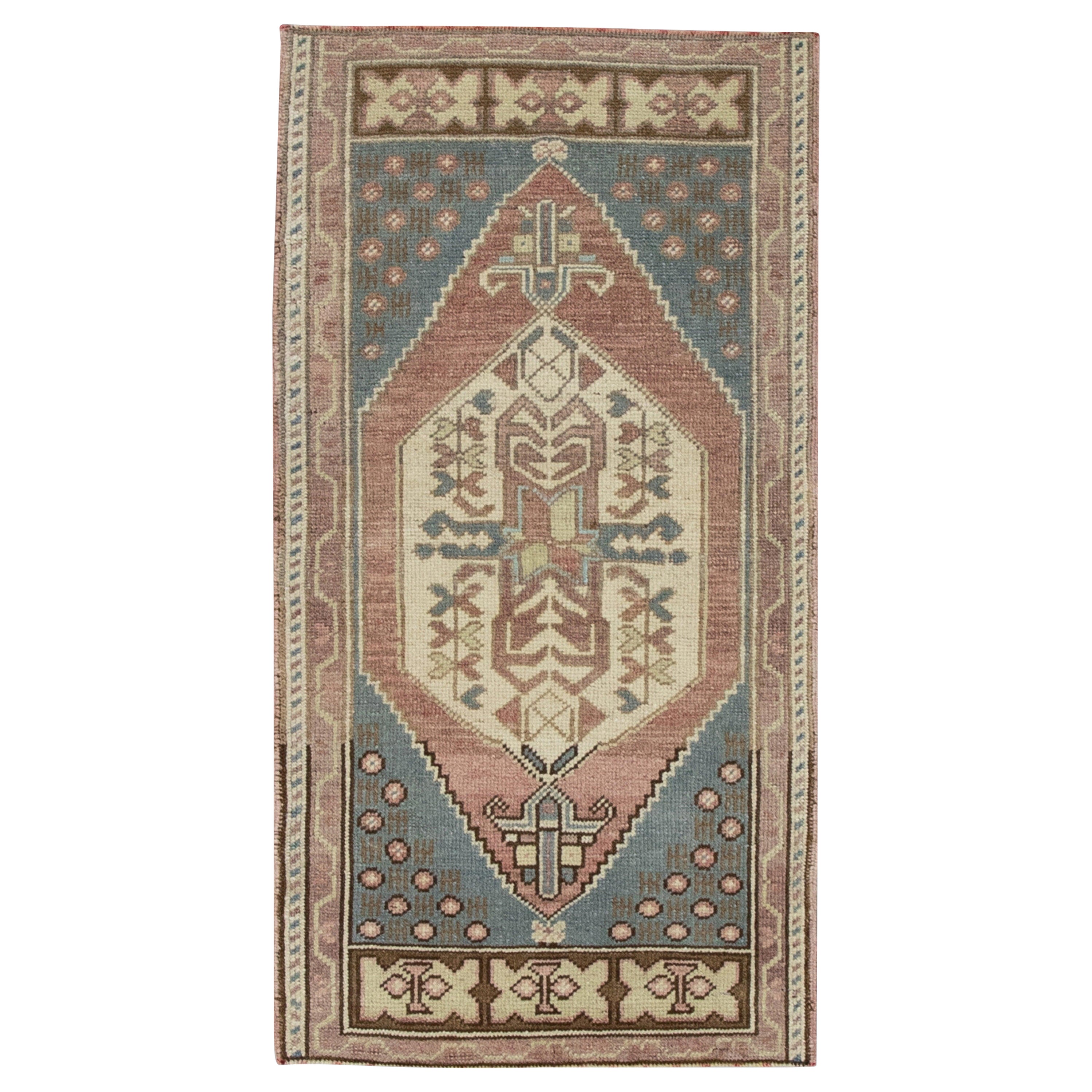 Orientalischer handgeknüpfter türkischer Vintage-Miniteppich 1'8" x 3'2" #8816