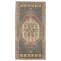 Mini tapis turc vintage noué à la main 1'8" x 3'2" n°8816