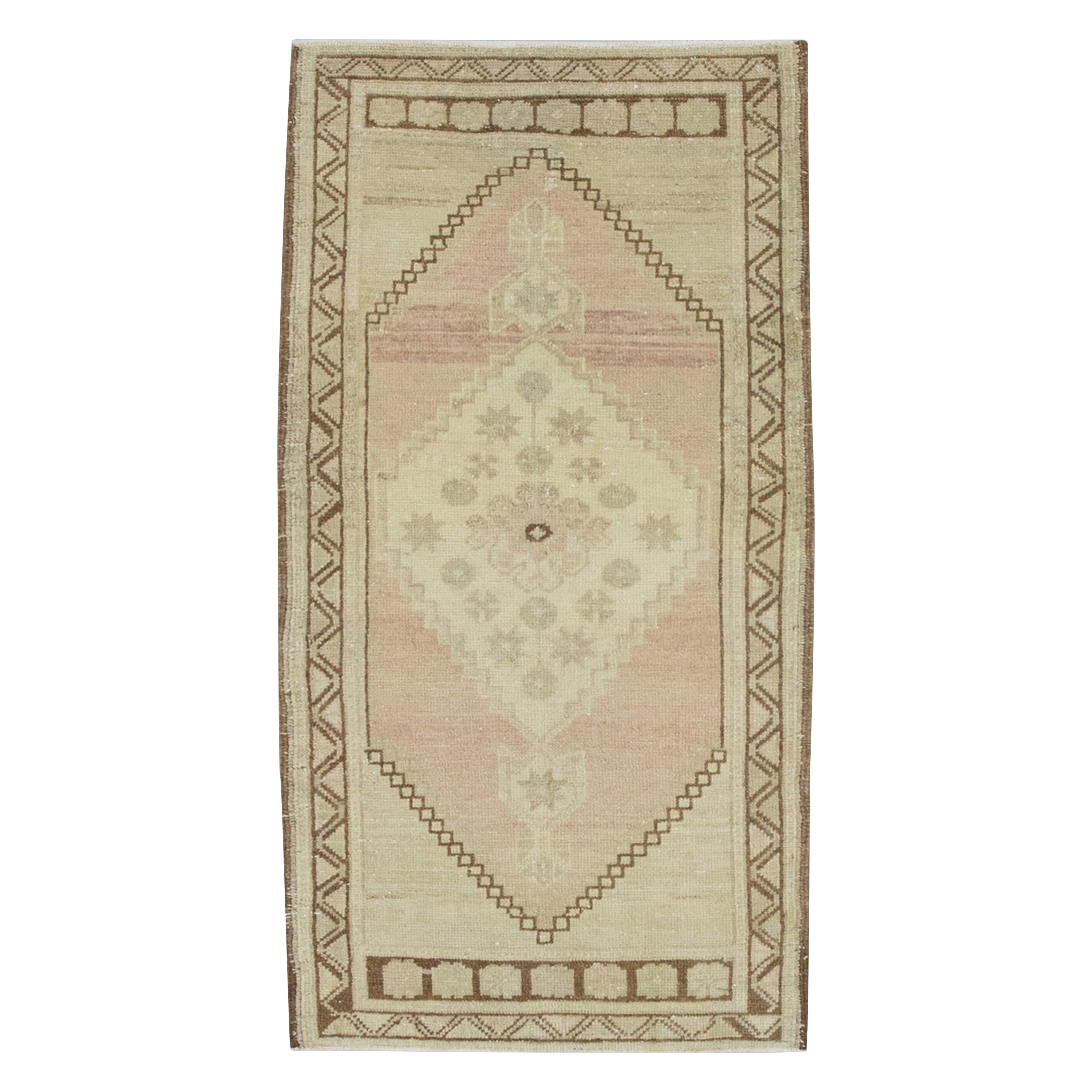 Oriental Hand Knotted Vintage Turkish Mini Rug 1'10" x 3'7" #8823 For Sale