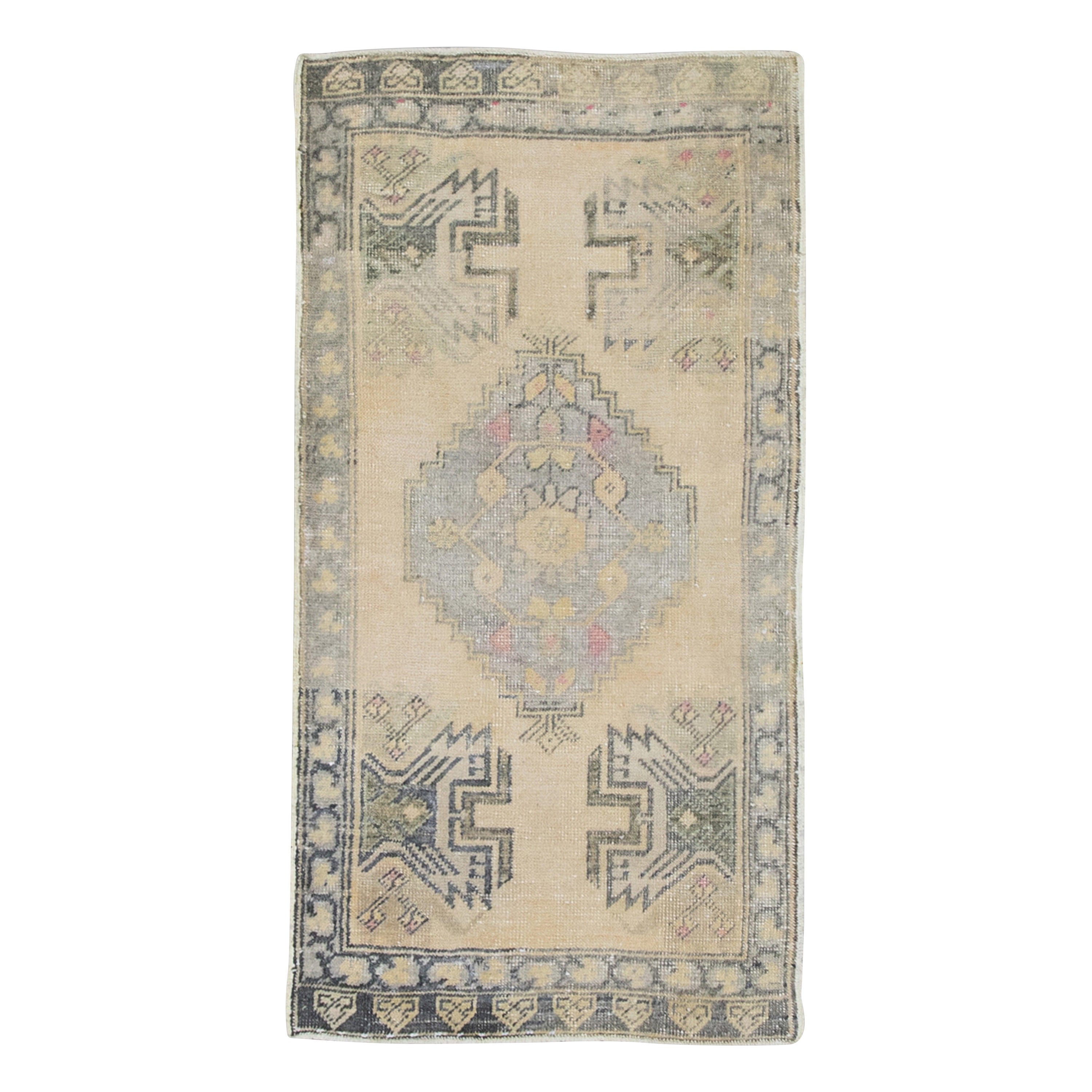Oriental Hand Knotted Vintage Turkish Mini Rug 1'10" x 3'5" #8922 For Sale