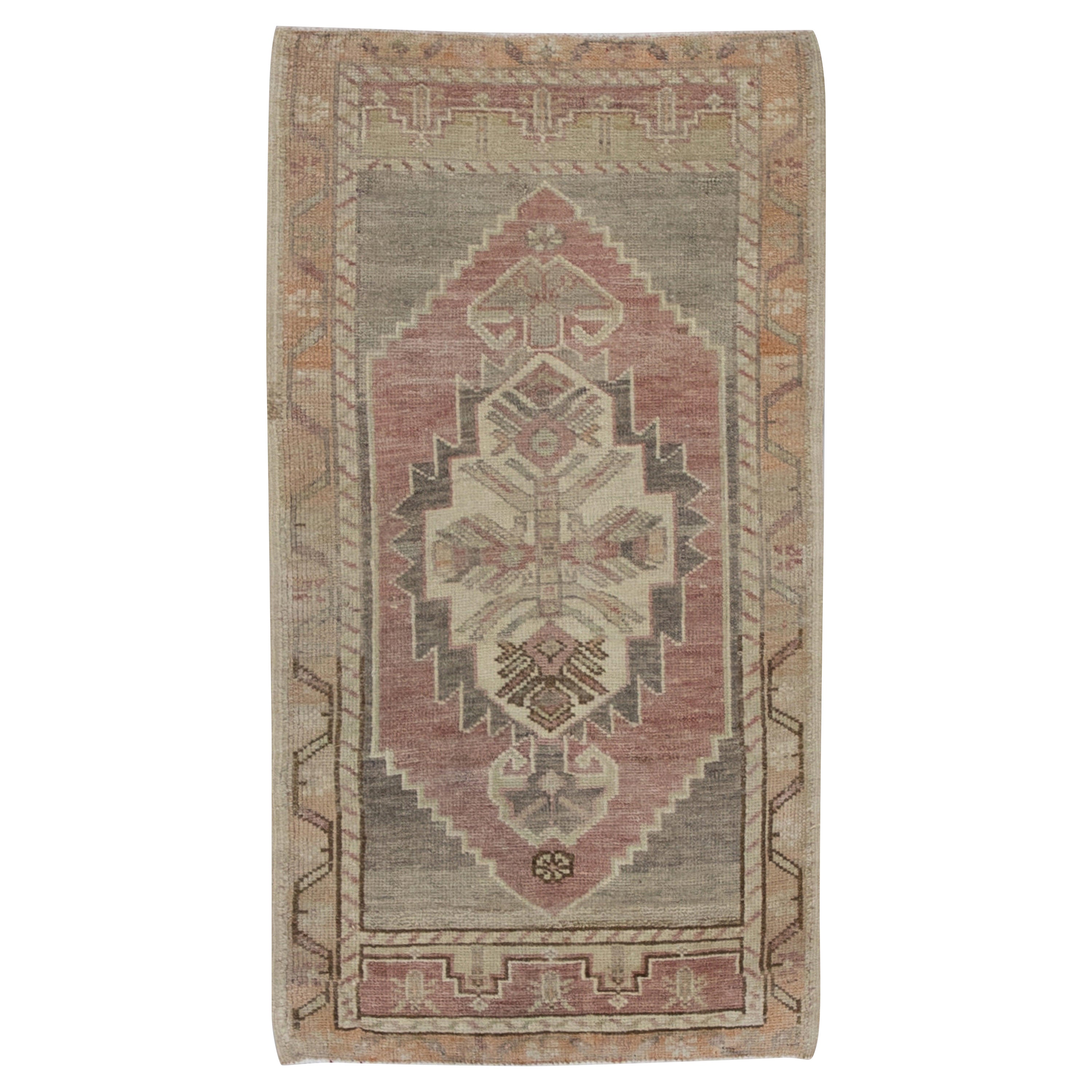 Oriental Hand Knotted Vintage Turkish Mini Rug 1'8" x 3'2" #8861