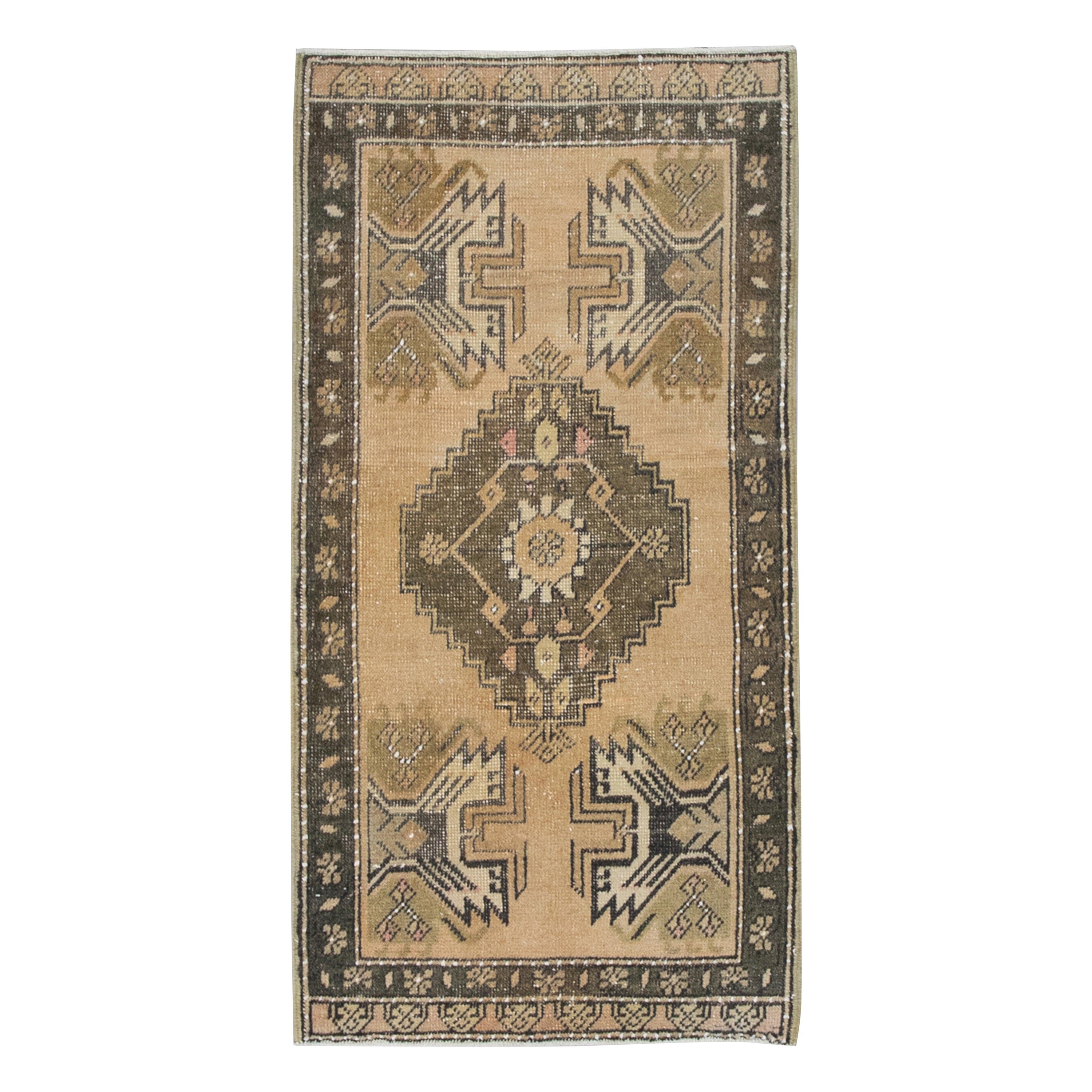 Oriental Hand Knotted Vintage Turkish Mini Rug 1'11" x 3'4" #8925 For Sale