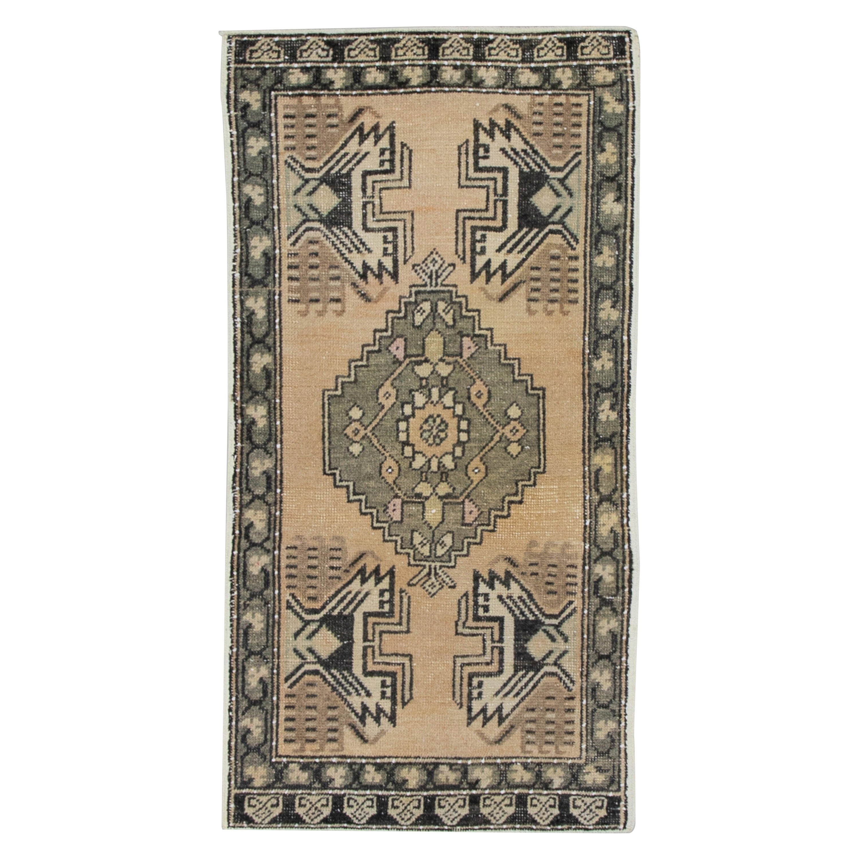 Oriental Hand Knotted Vintage Turkish Mini Rug 1'9" x 3'5" #8947 For Sale
