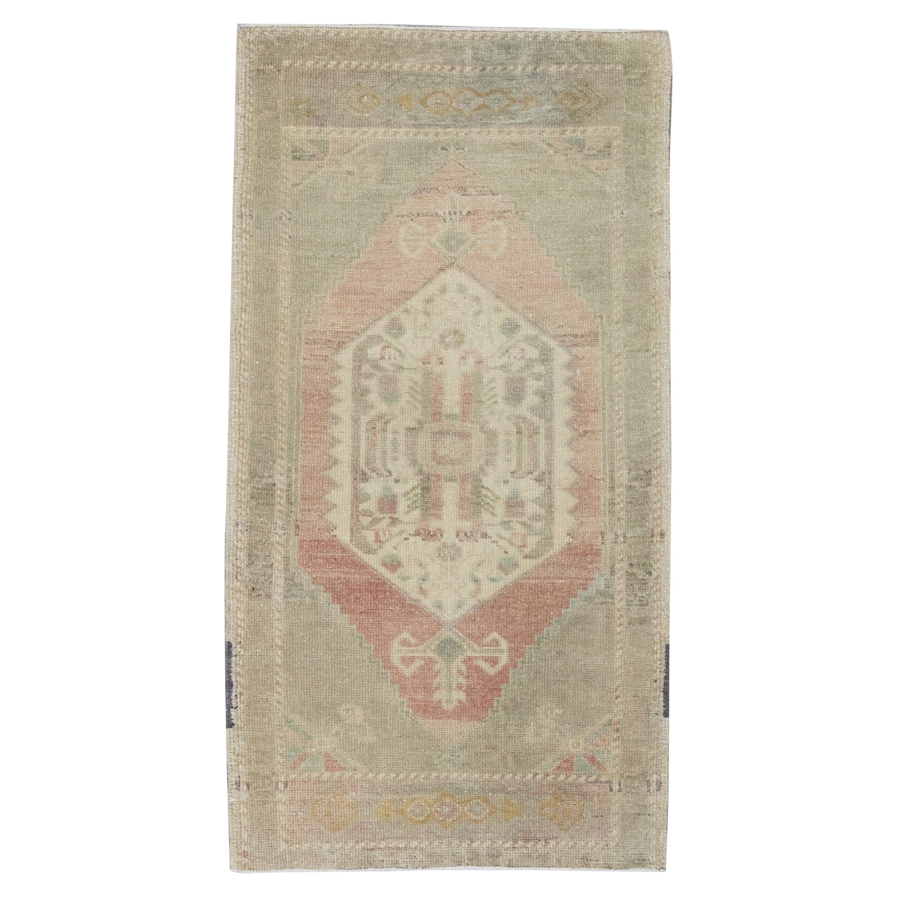 Oriental Hand Knotted Vintage Turkish Mini Rug 1'10" x 3'5" #8949 For Sale