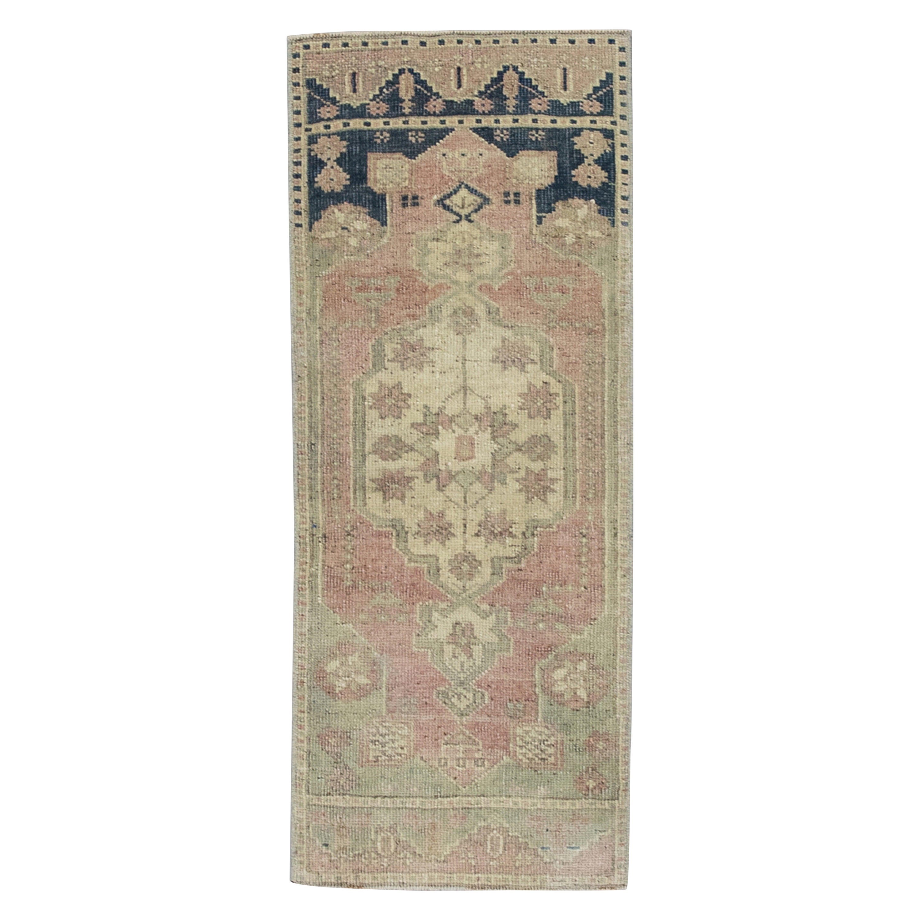 Oriental Hand Knotted Vintage Turkish Mini Rug 1'3" x 3'1" #8997 For Sale