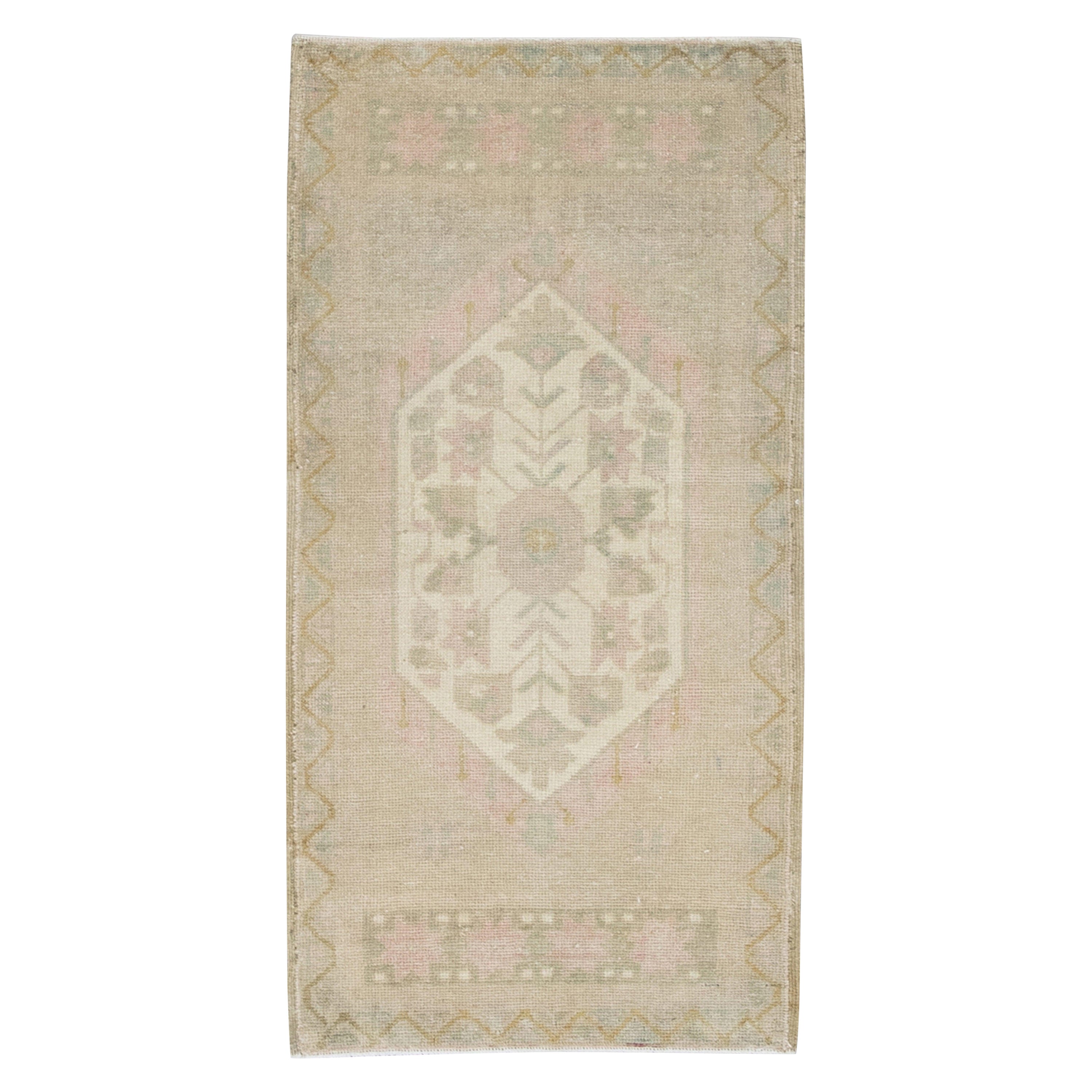 Oriental Hand Knotted Vintage Turkish Mini Rug 1'8" x 3'5" #8966 For Sale