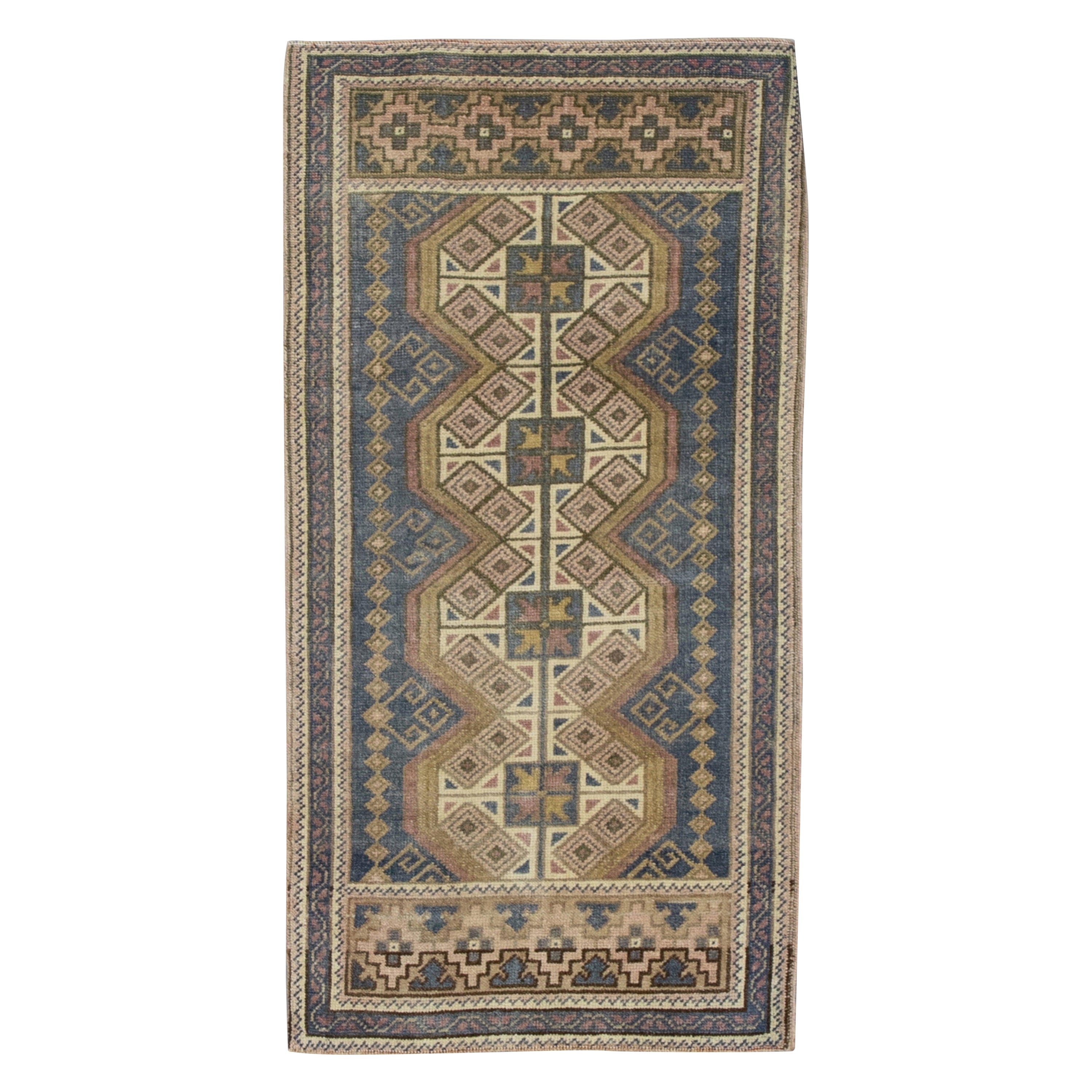 Oriental Hand Knotted Vintage Turkish Mini Rug 1'8" x 3'7" #9006 For Sale