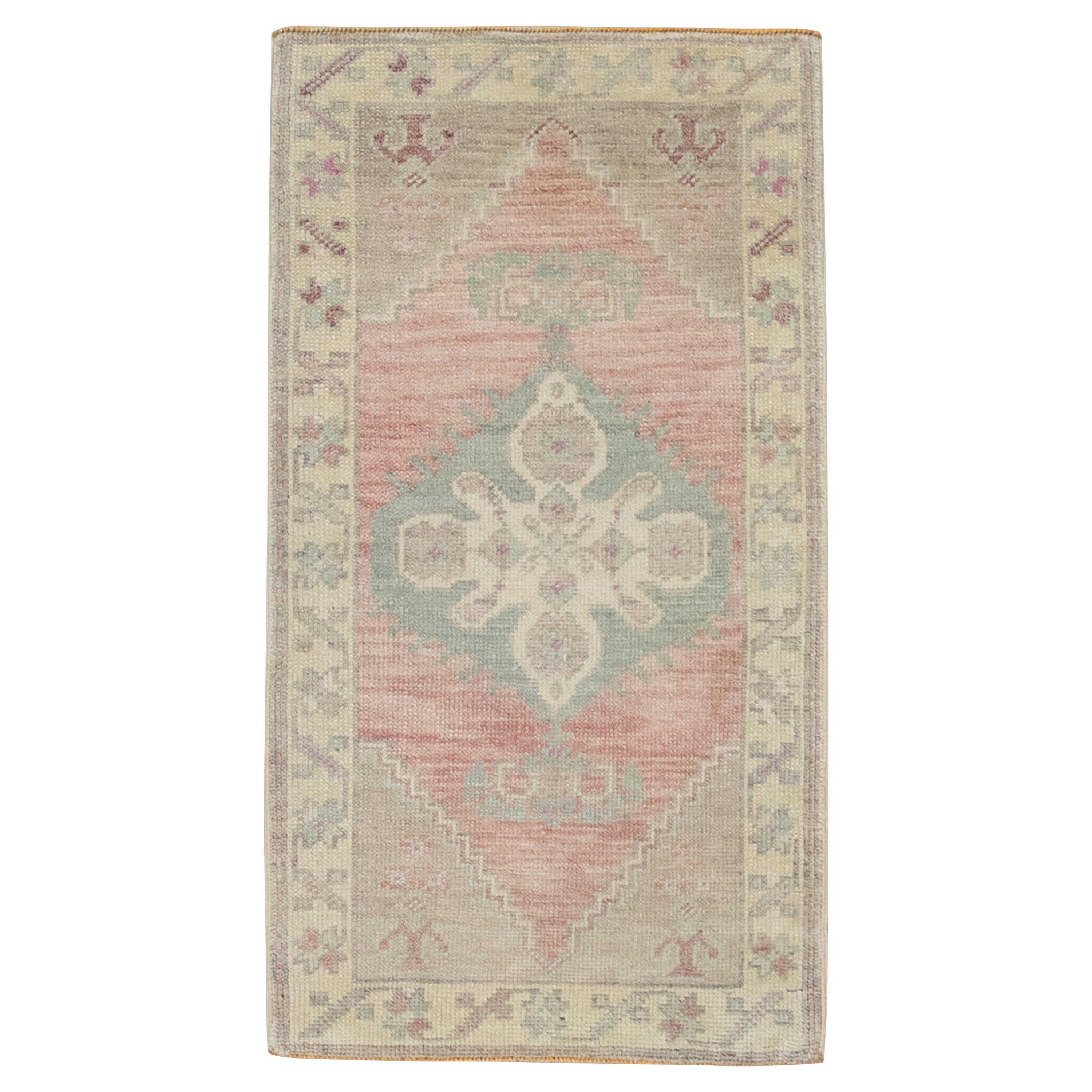 Oriental Hand Knotted Vintage Turkish Mini Rug 1'8" x 3' #9007 For Sale