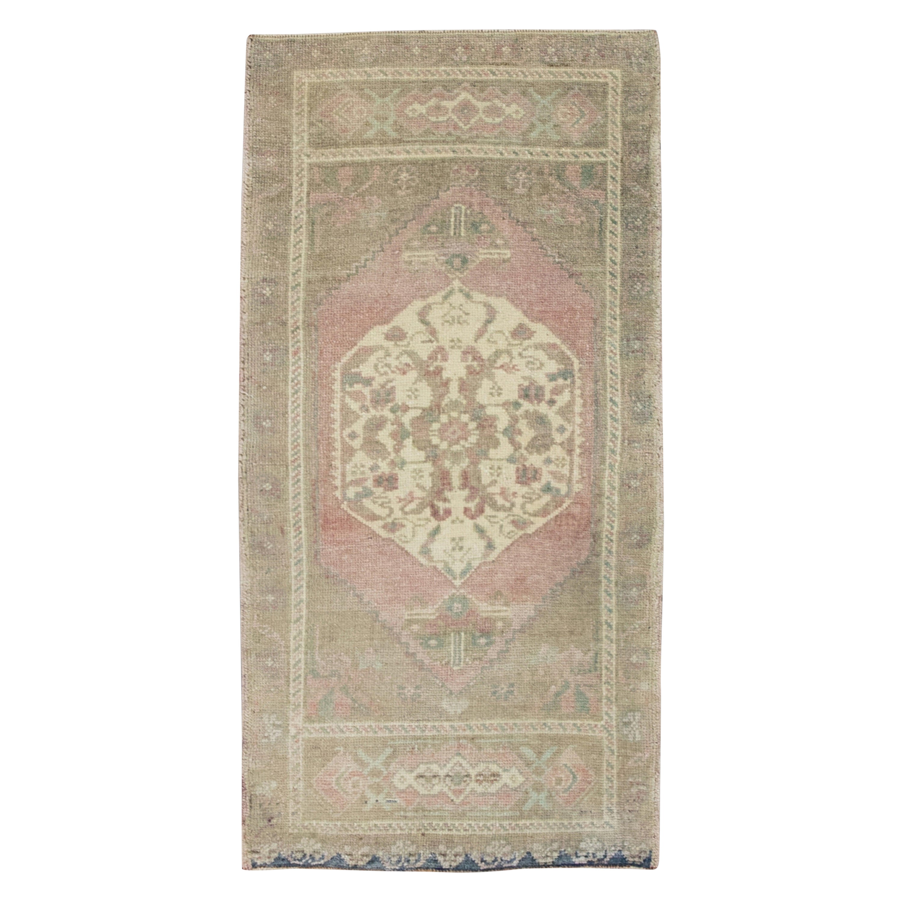 Oriental Hand Knotted Vintage Turkish Mini Rug 1'8" x 3'4" #9025 For Sale