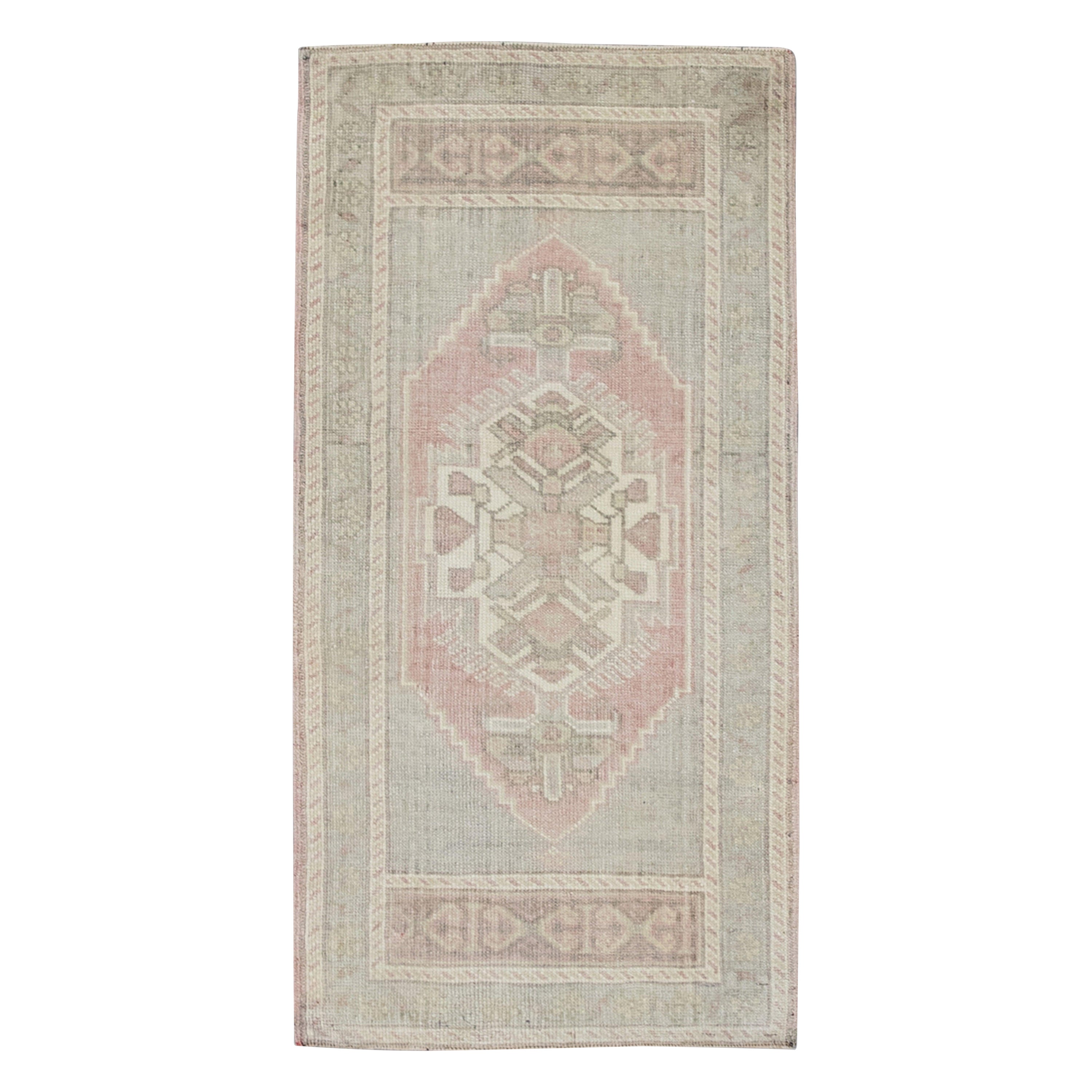 Oriental Hand Knotted Vintage Turkish Mini Rug 1'9" x 3'8" #9052 For Sale