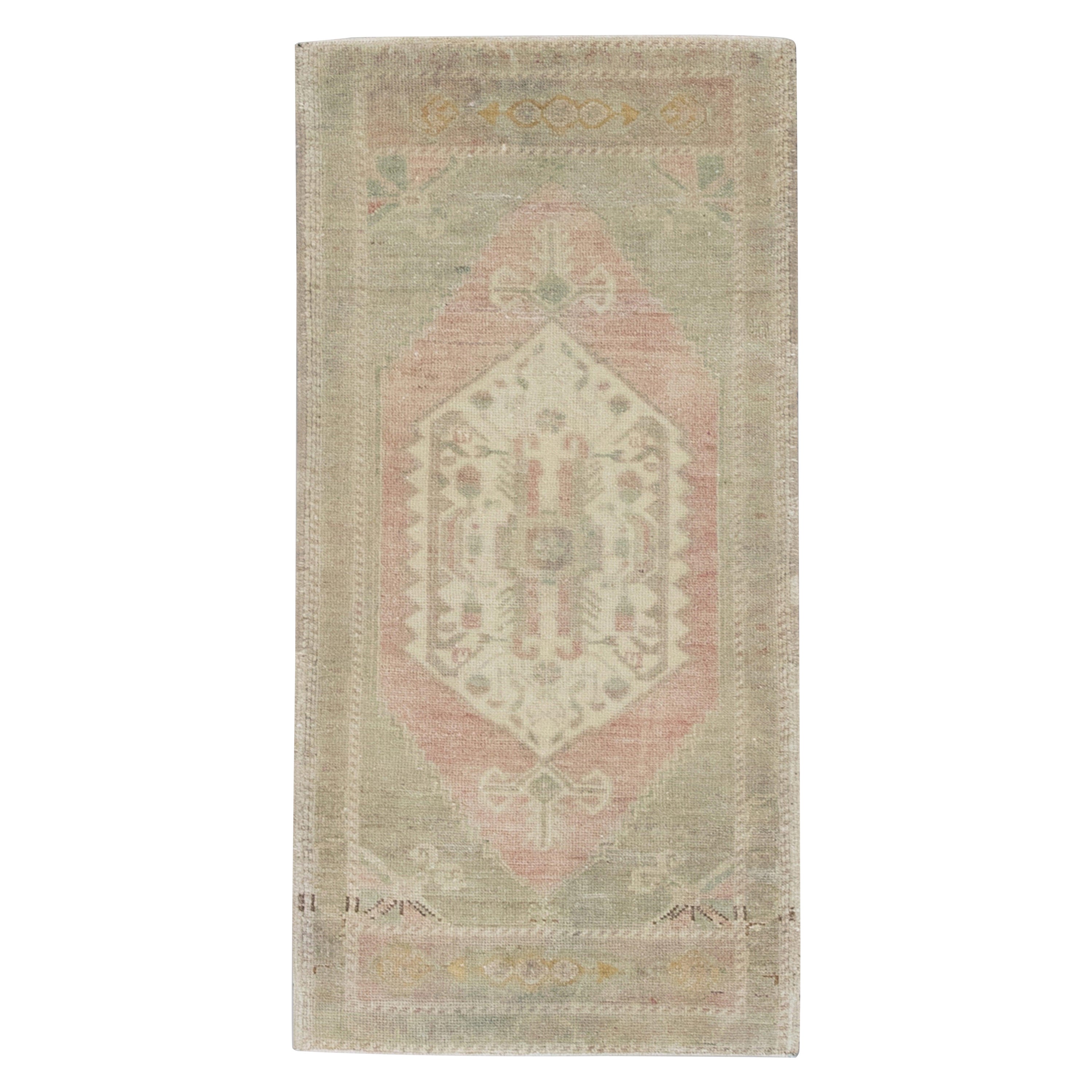 Oriental Hand Knotted Vintage Turkish Mini Rug 1'9" x 3'6" #9092 For Sale