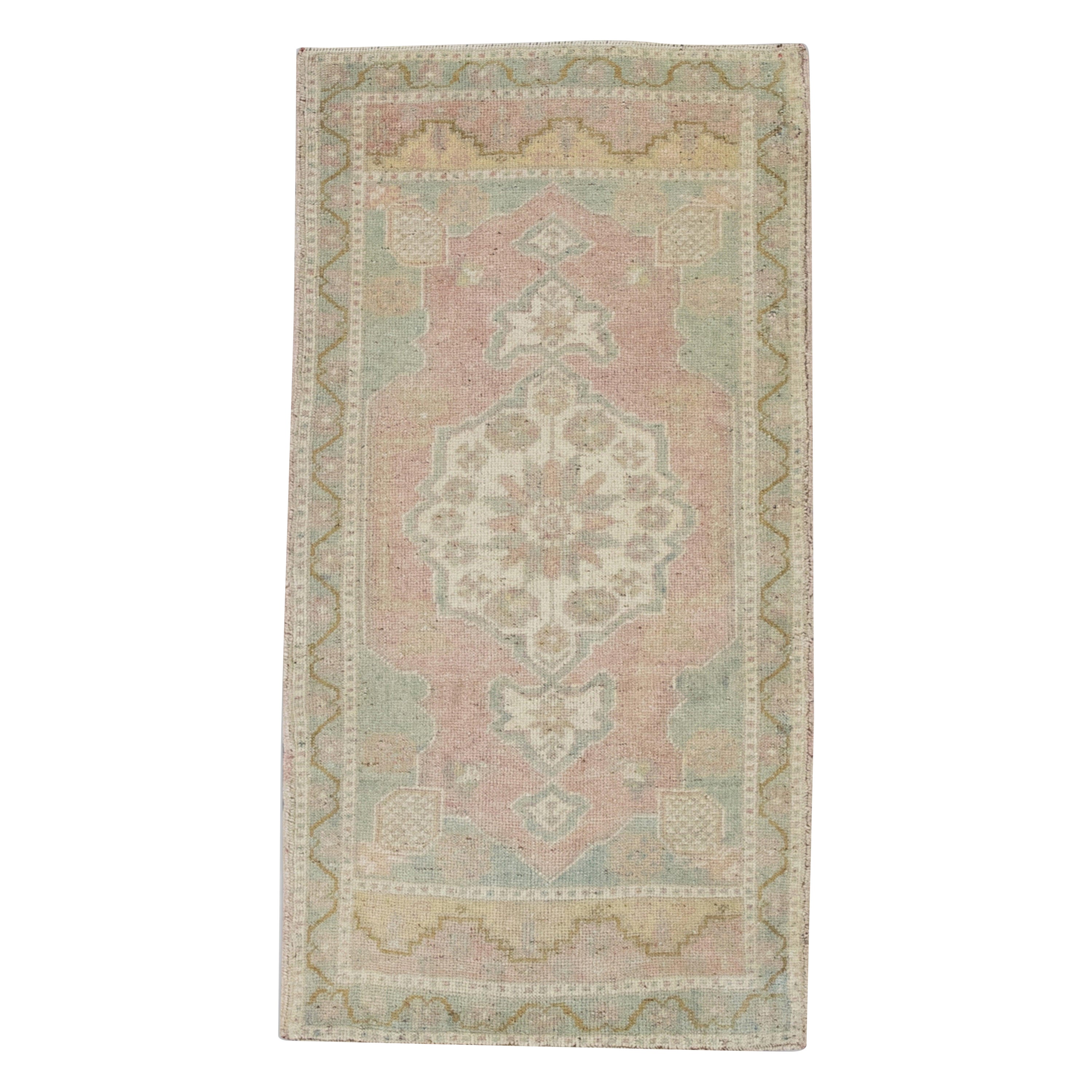 Oriental Hand Knotted Vintage Turkish Mini Rug 1'9" x 3'5" #9097 For Sale