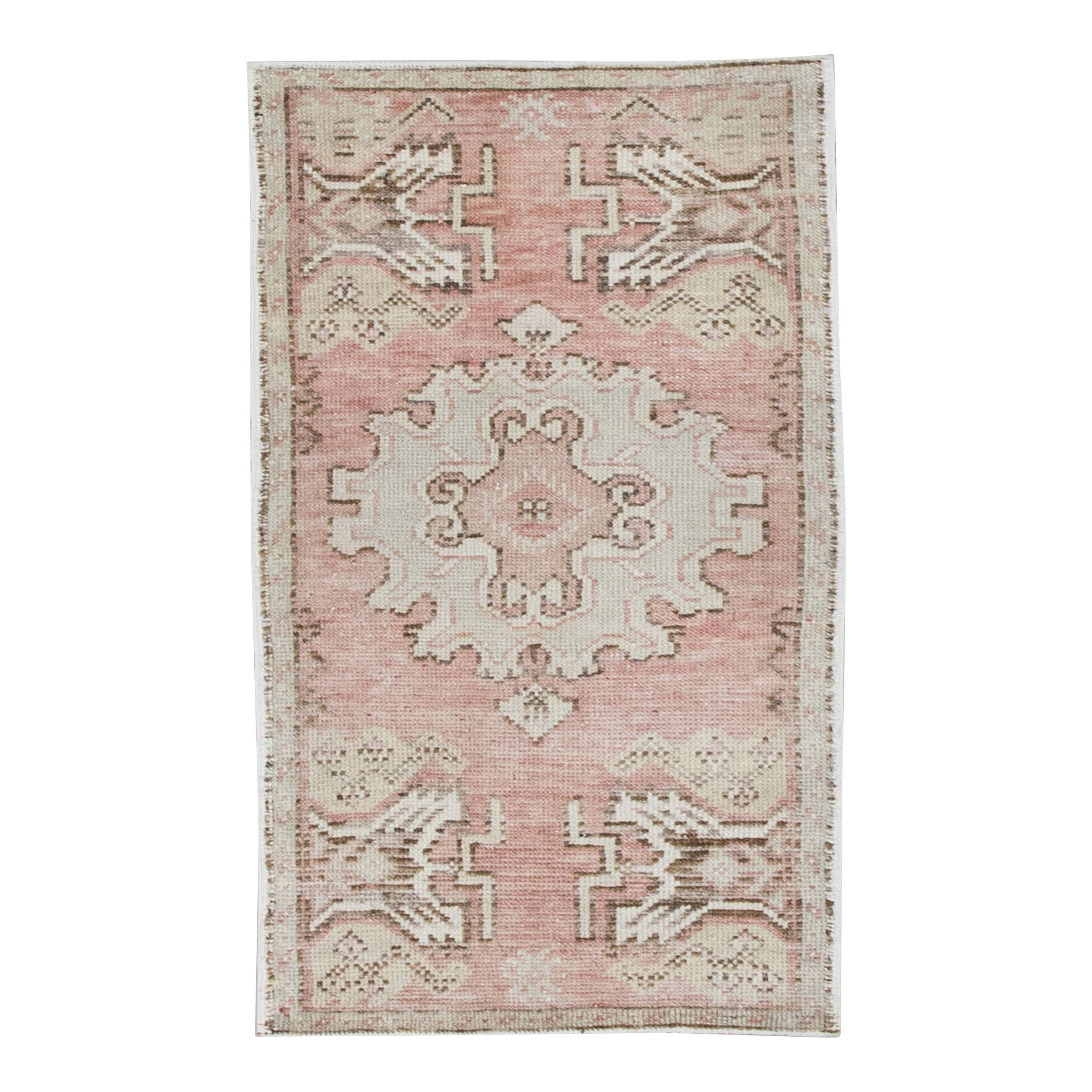Oriental Hand Knotted Vintage Turkish Mini Rug 1'6" x 3'1" #9105 For Sale