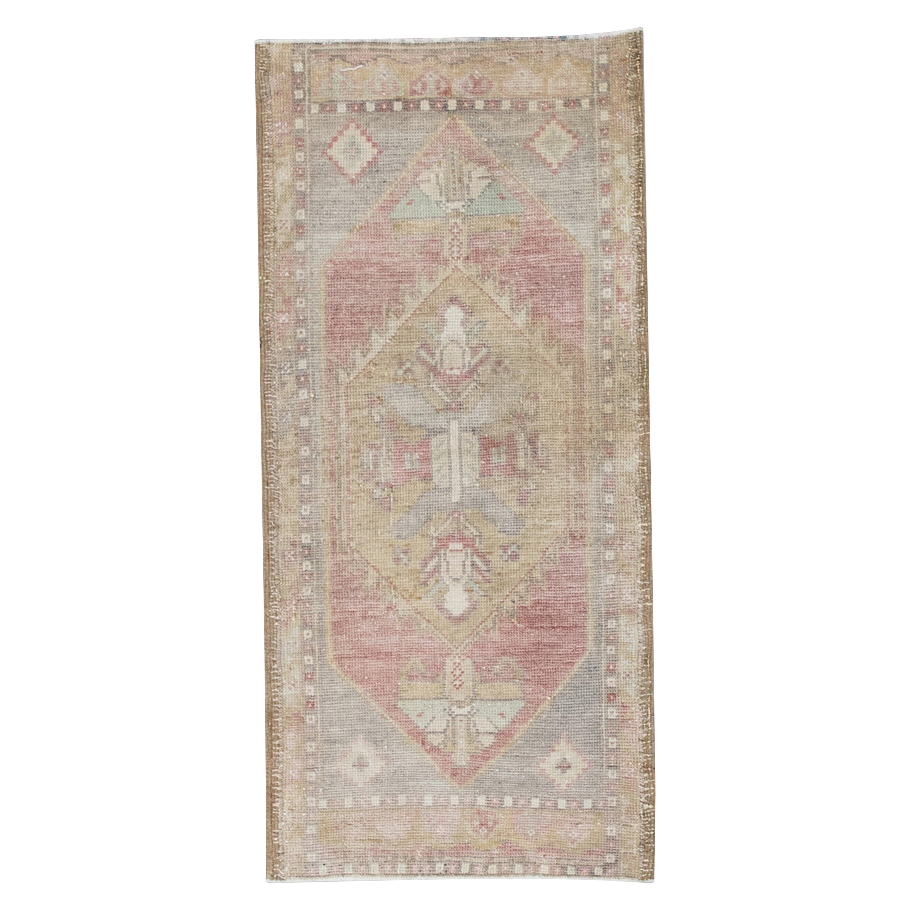 Oriental Hand Knotted Vintage Turkish Mini Rug 1'6" x 3'4" #9106 For Sale