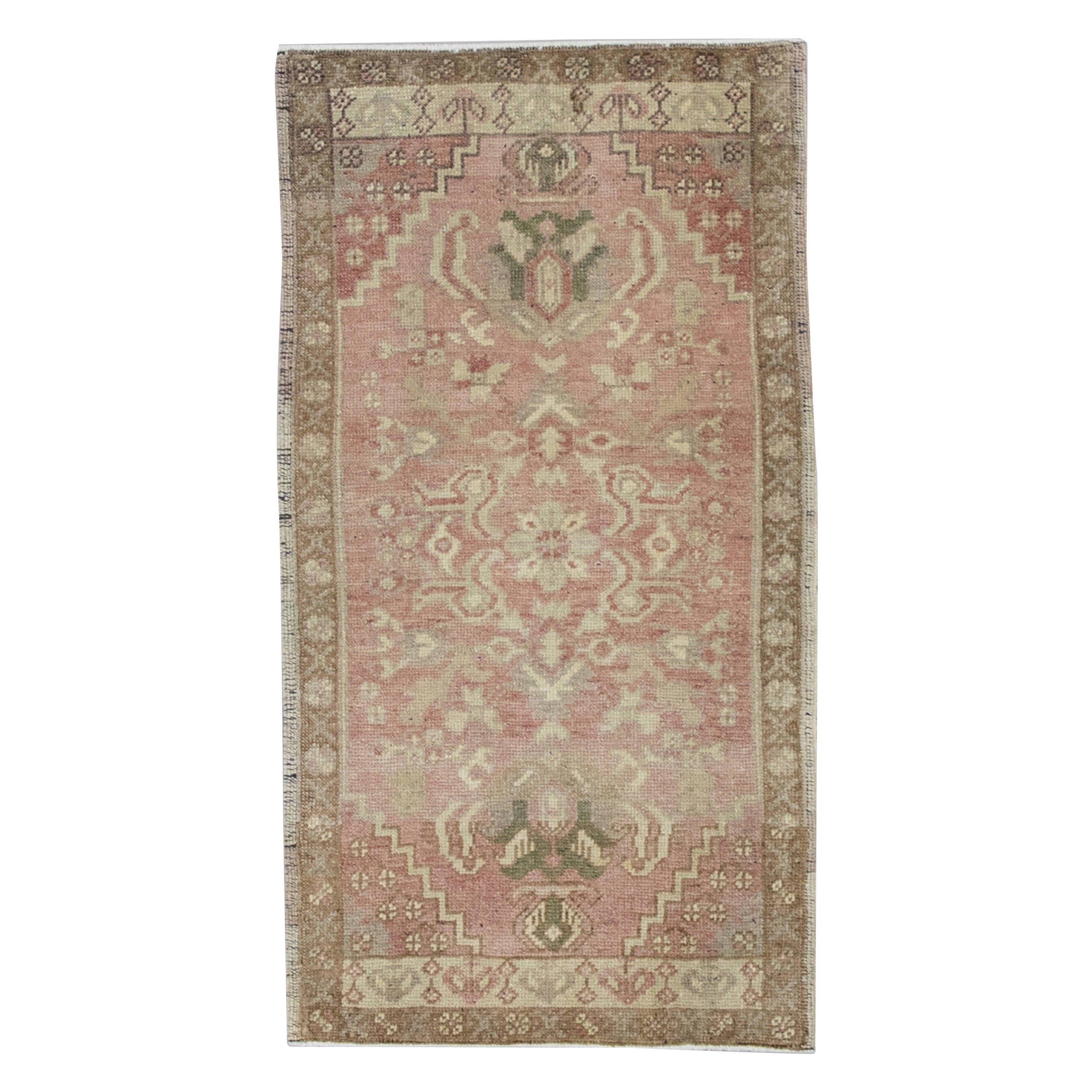 Oriental Hand Knots Rugs Vintage Turkish Mini Rug 1'8" x 3'1" #9111