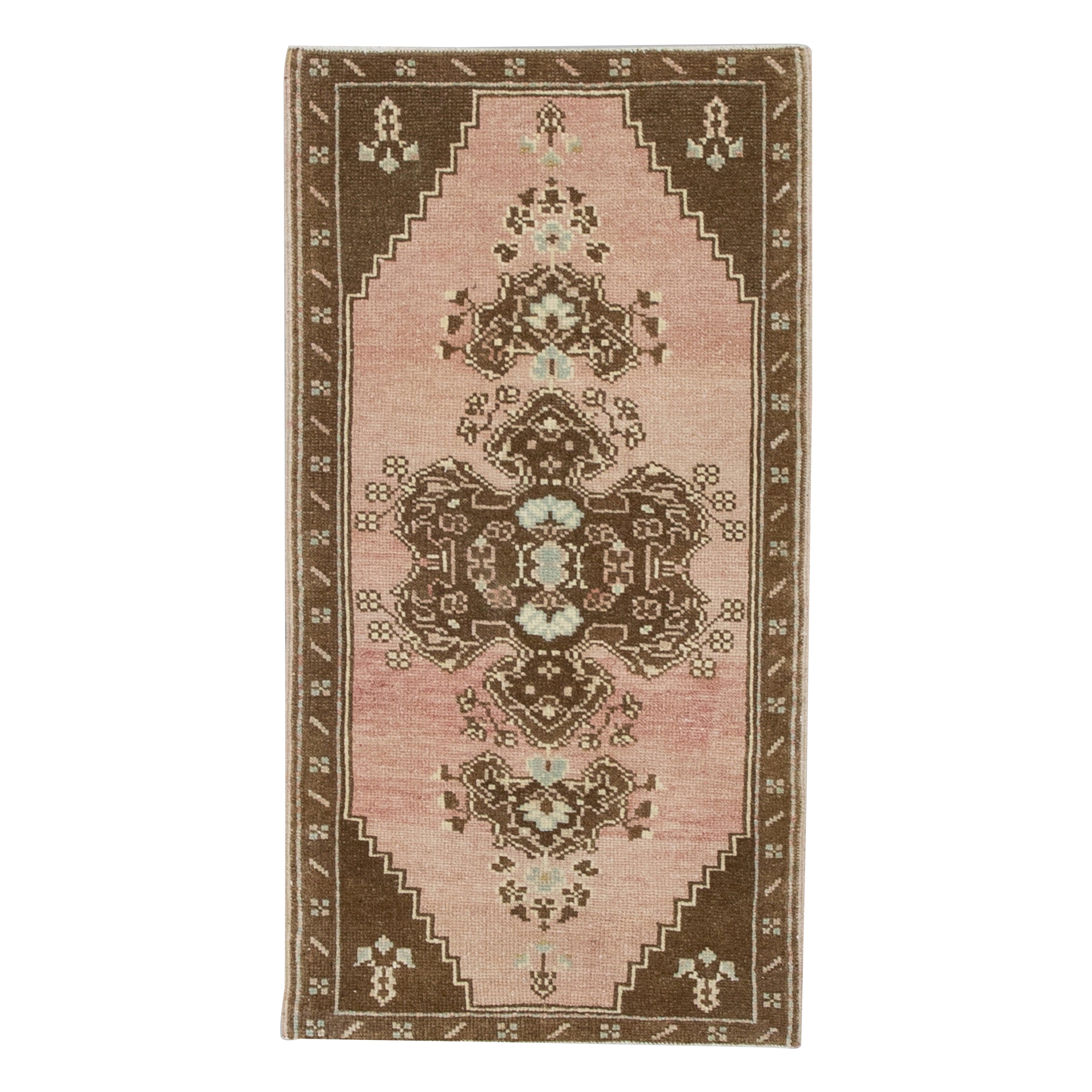 Oriental Hand Knots Rugs Vintage Turkish Mini Rug 1'8" x 3'1" #9112