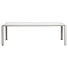 Baleri Italia T-Table Aluminum Table with Crystal Top by Angelo Mangiarotti