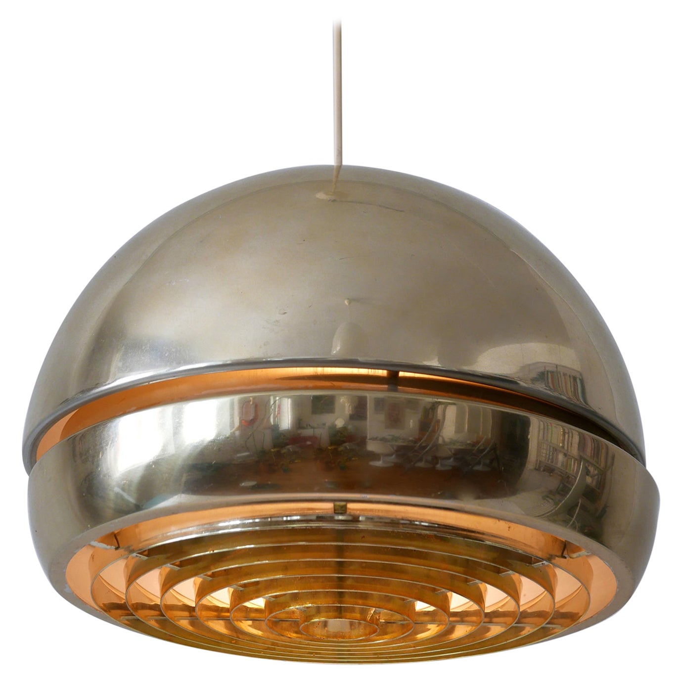 Amazing Mid-Century Modern Aluminium Pendant Lamp or Hanging Light Sweden 1960s For Sale
