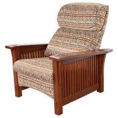 Used Stickley Mission Arts & Crafts Cherry Wood Spindle Reclining Morris Lounge Chair