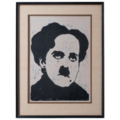 Retro Charlie Chaplin Block Print