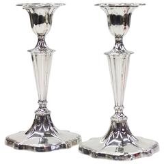 Pair of Sterling Silver Sheffield Candlesticks