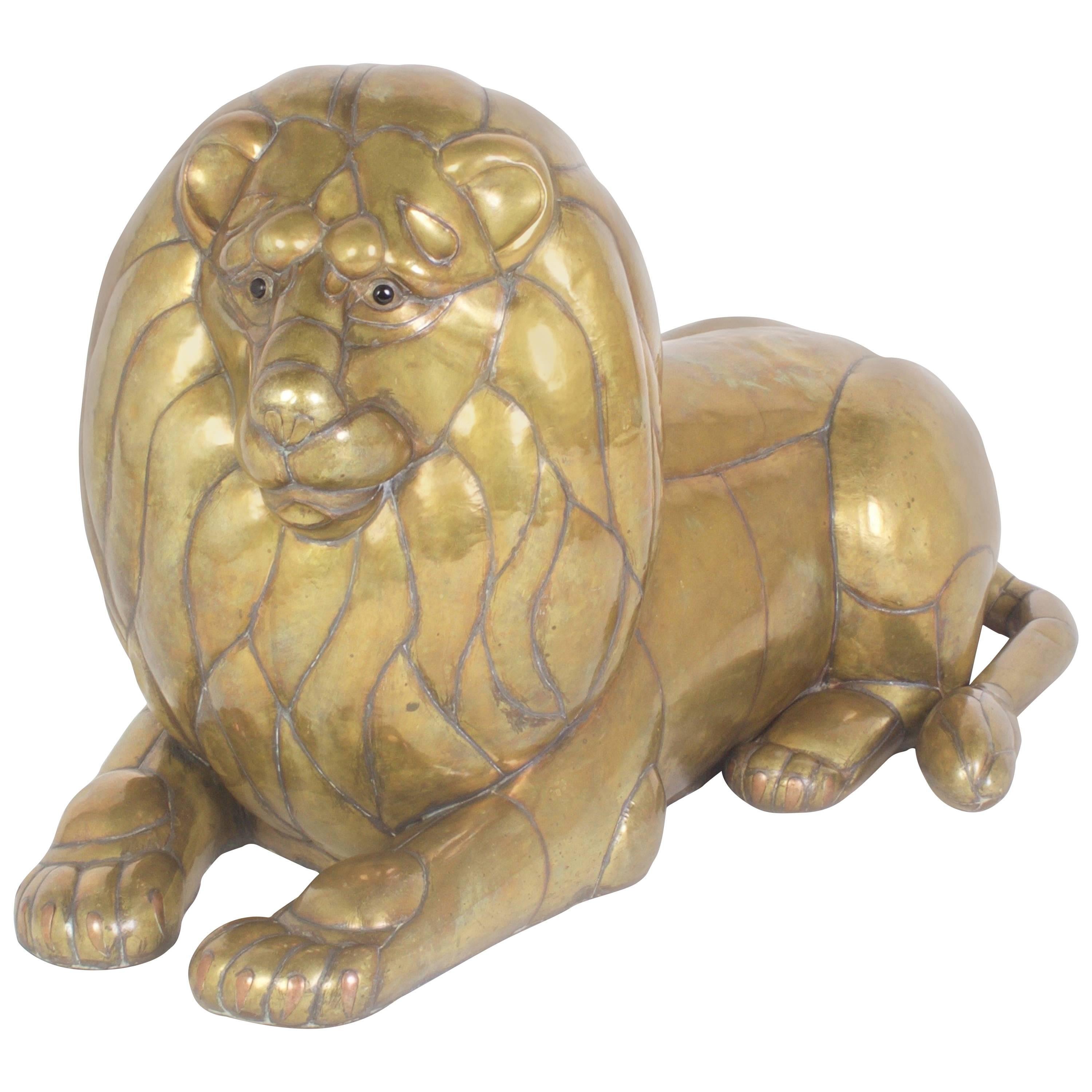 Brass Lion Sculpture by Sergio Bustamante